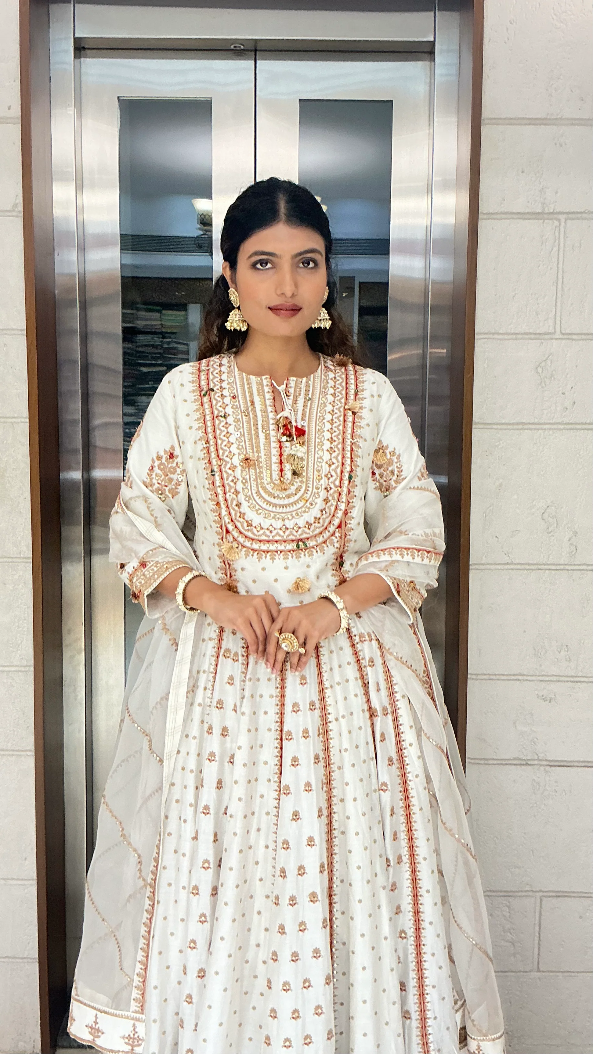 Ivory Heritage Printed Anarkali Suit Set with Dupatta - Image 5