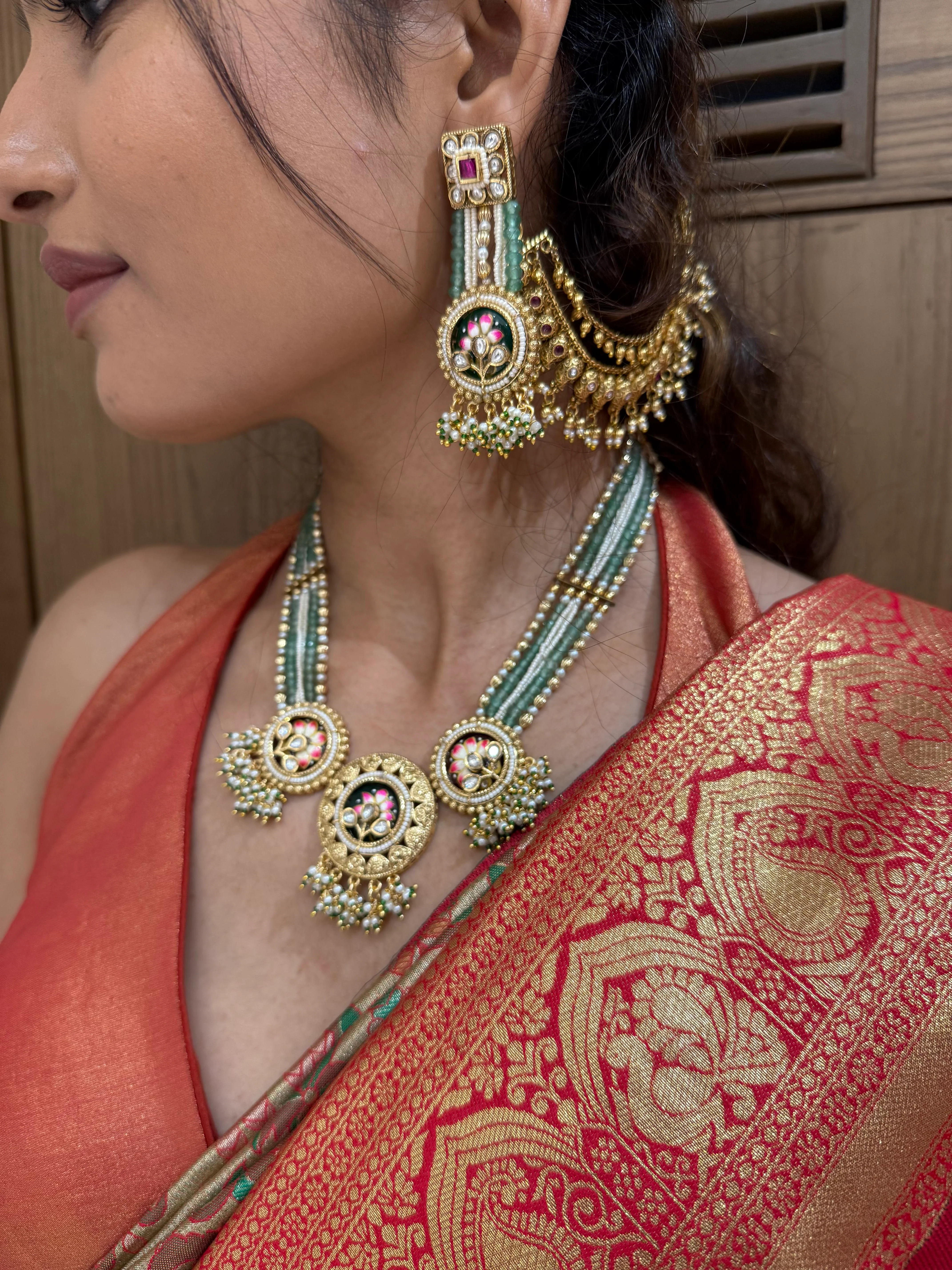 Kanjivaram Banarasi Silk Saree in Coral Orange with Zari Weaving - Image 3