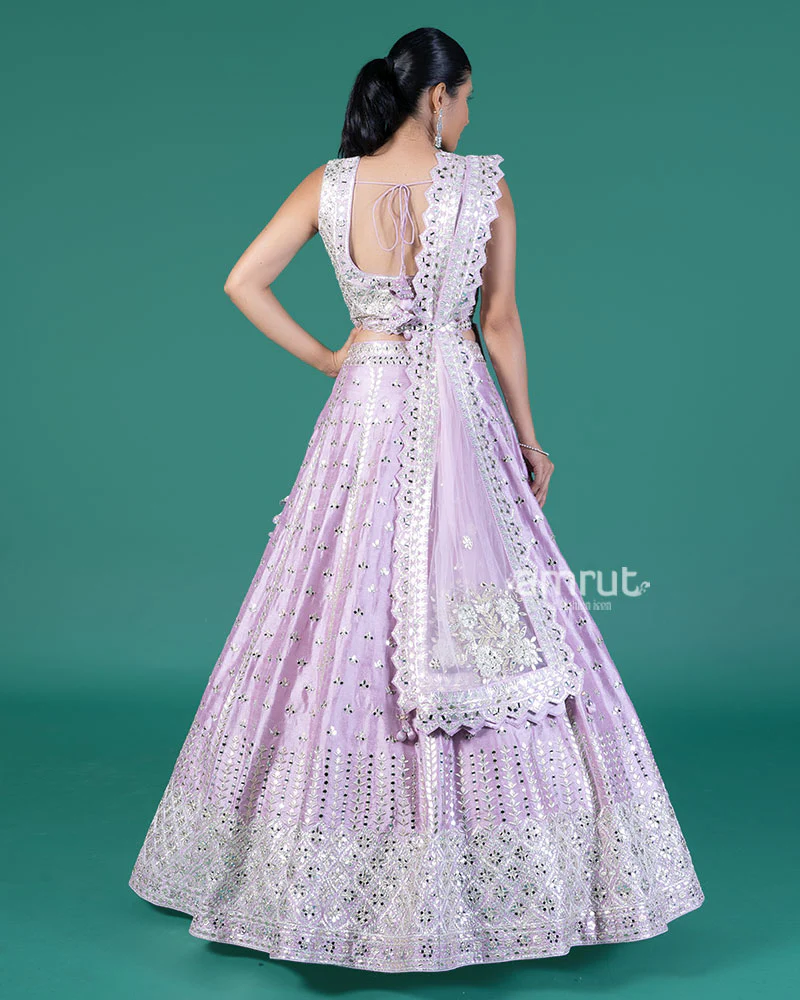 Lavender Embellished Lehenga Choli with Dupatta - Image 5
