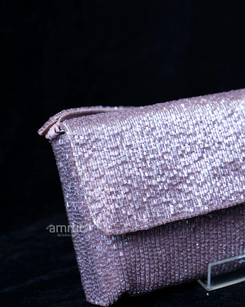 Light Purple Beaded Clutch-Style Handbag - Image 2