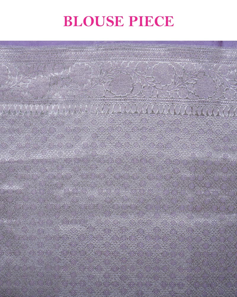 Light Purple Patola Print Zari Woven Silk Saree with Unstitched Blouse - Image 7