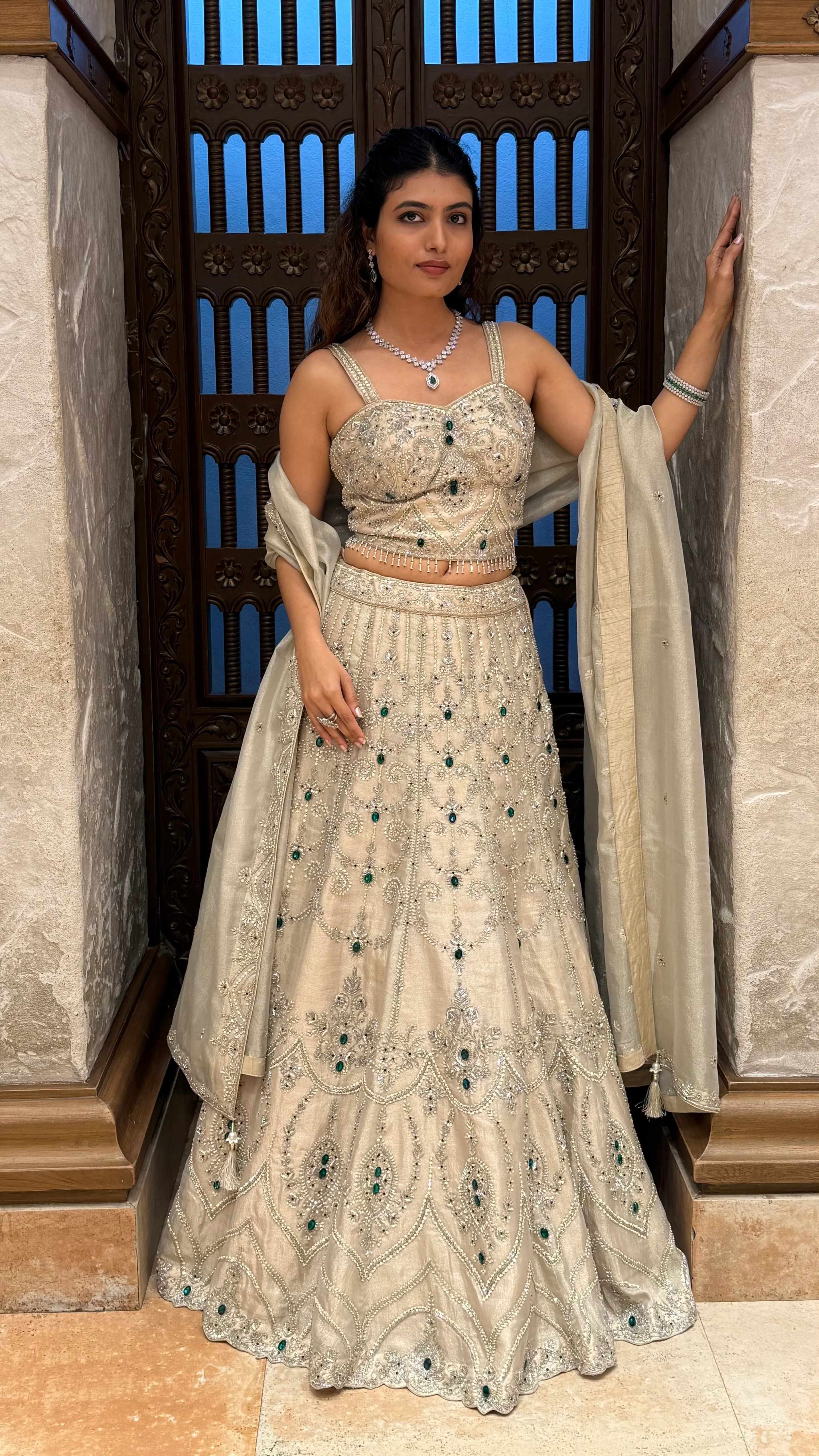 Luxury Ivory Embellished Lehenga Choli with Handcrafted Sequin, Stone & Cutdana Work - Image 4