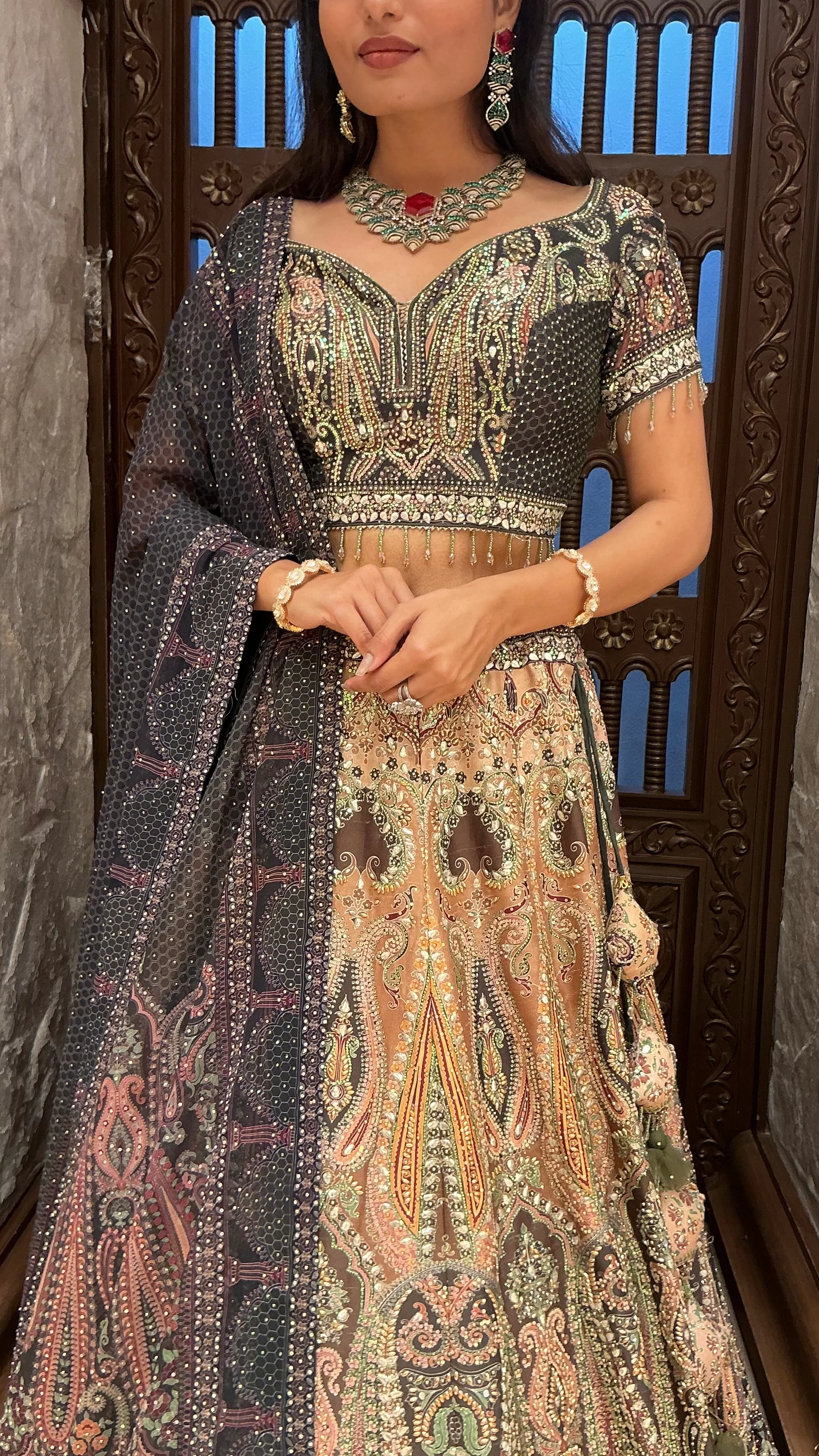 Luxury Multi-Colour Heavy Embroidered Designer Lehenga Set with Dupatta - Image 2