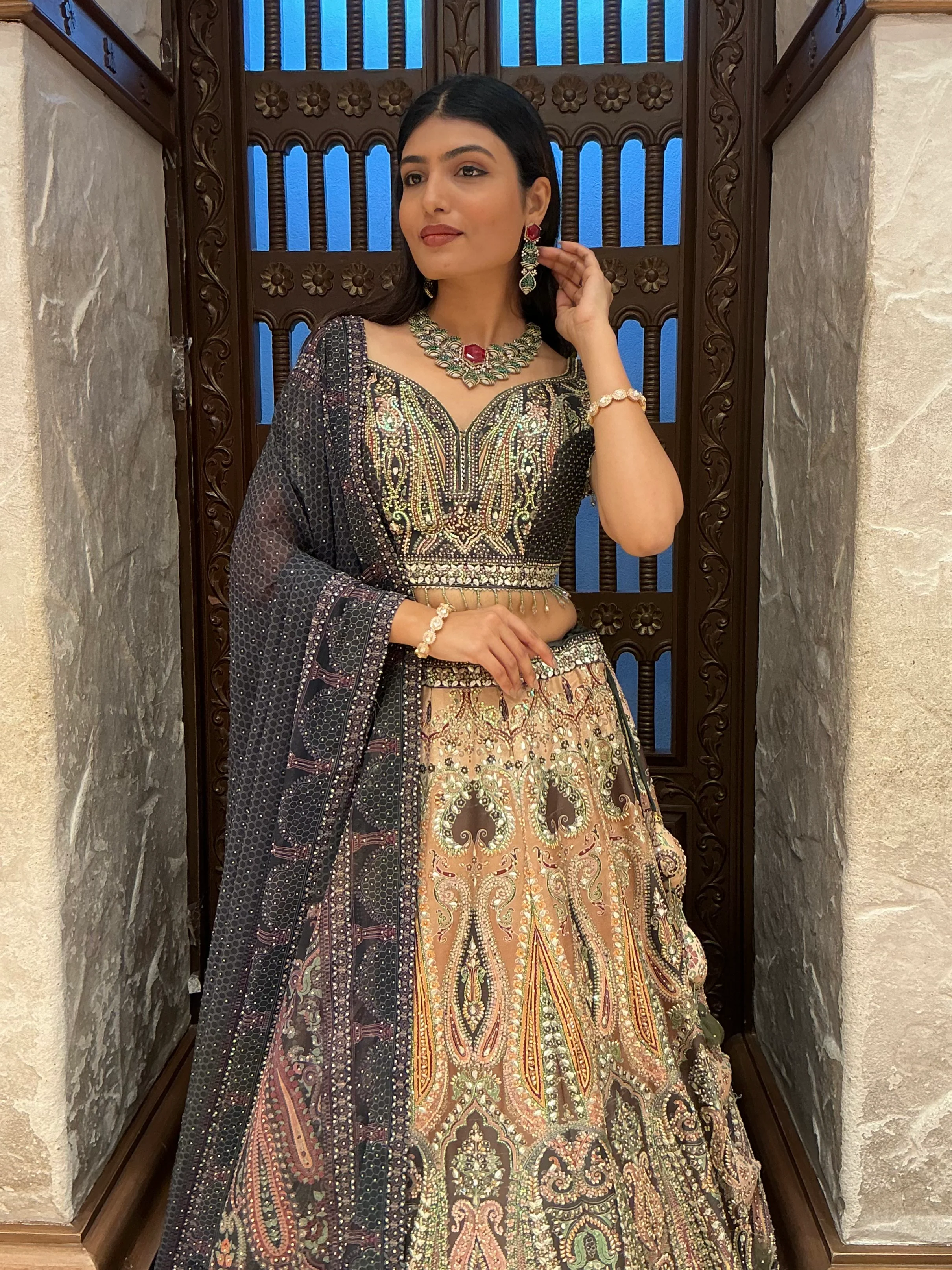 Luxury Multi-Colour Heavy Embroidered Designer Lehenga Set with Dupatta - Image 3