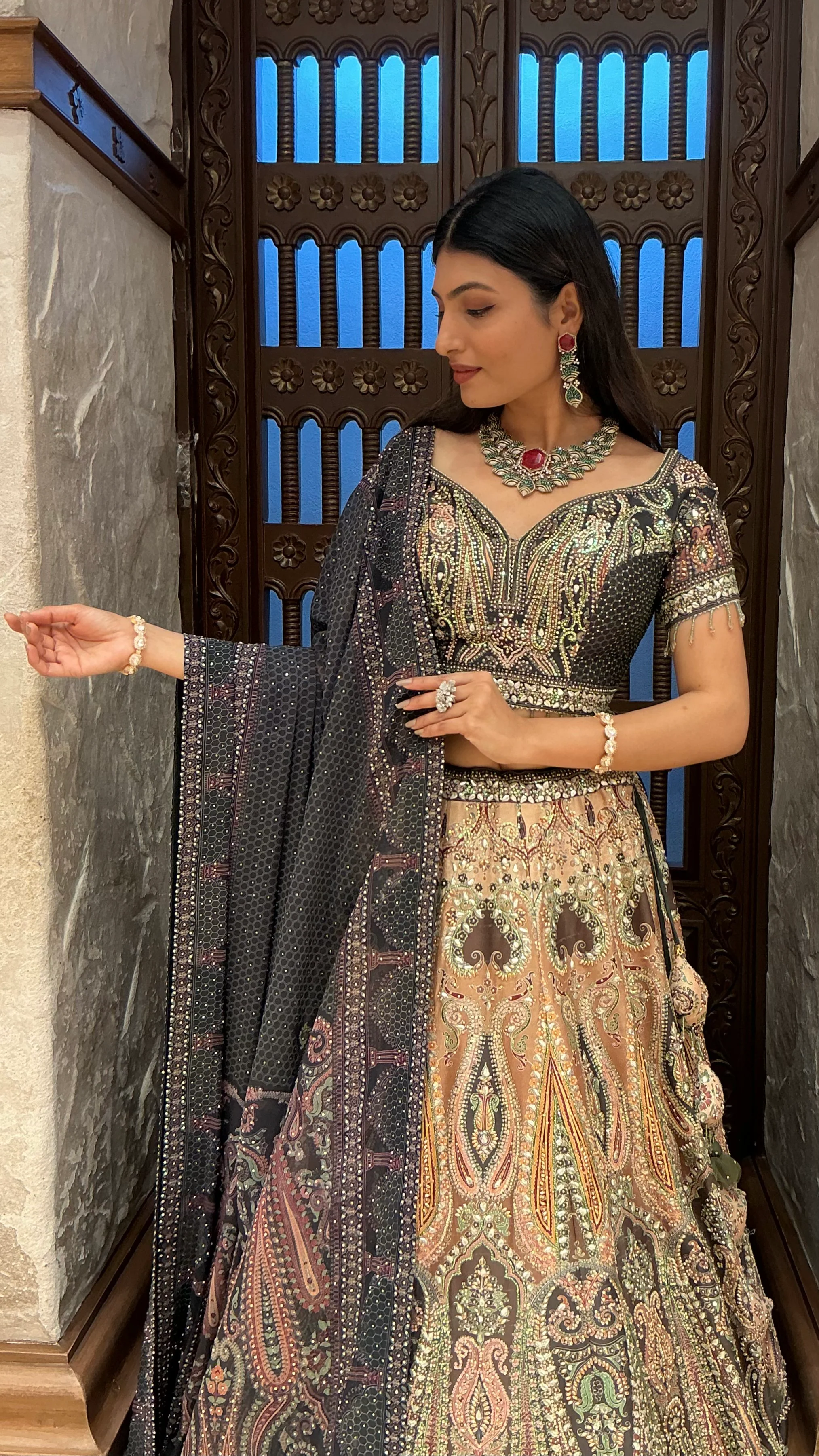 Luxury Multi-Colour Heavy Embroidered Designer Lehenga Set with Dupatta - Image 4