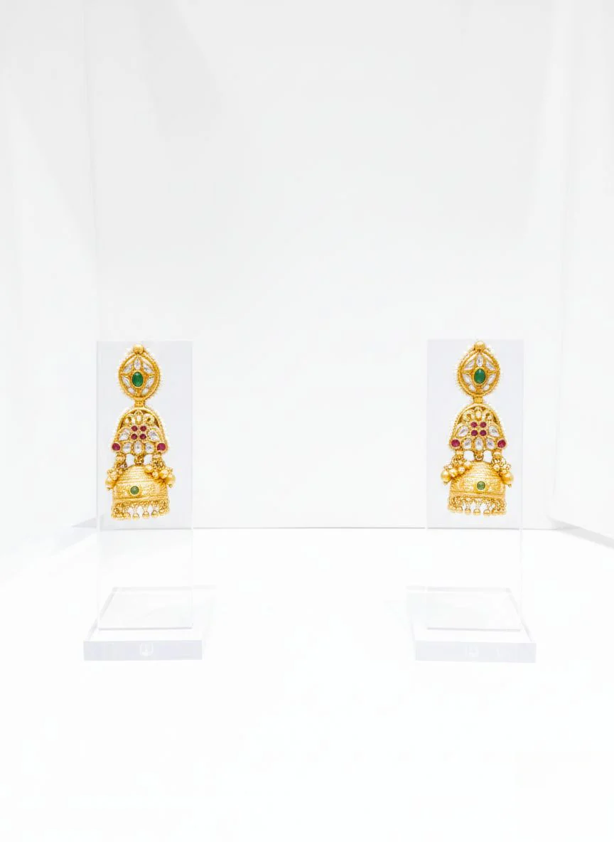 Majestic Heritage Temple Long Haram Set with Ruby & Emerald Beads - Image 2
