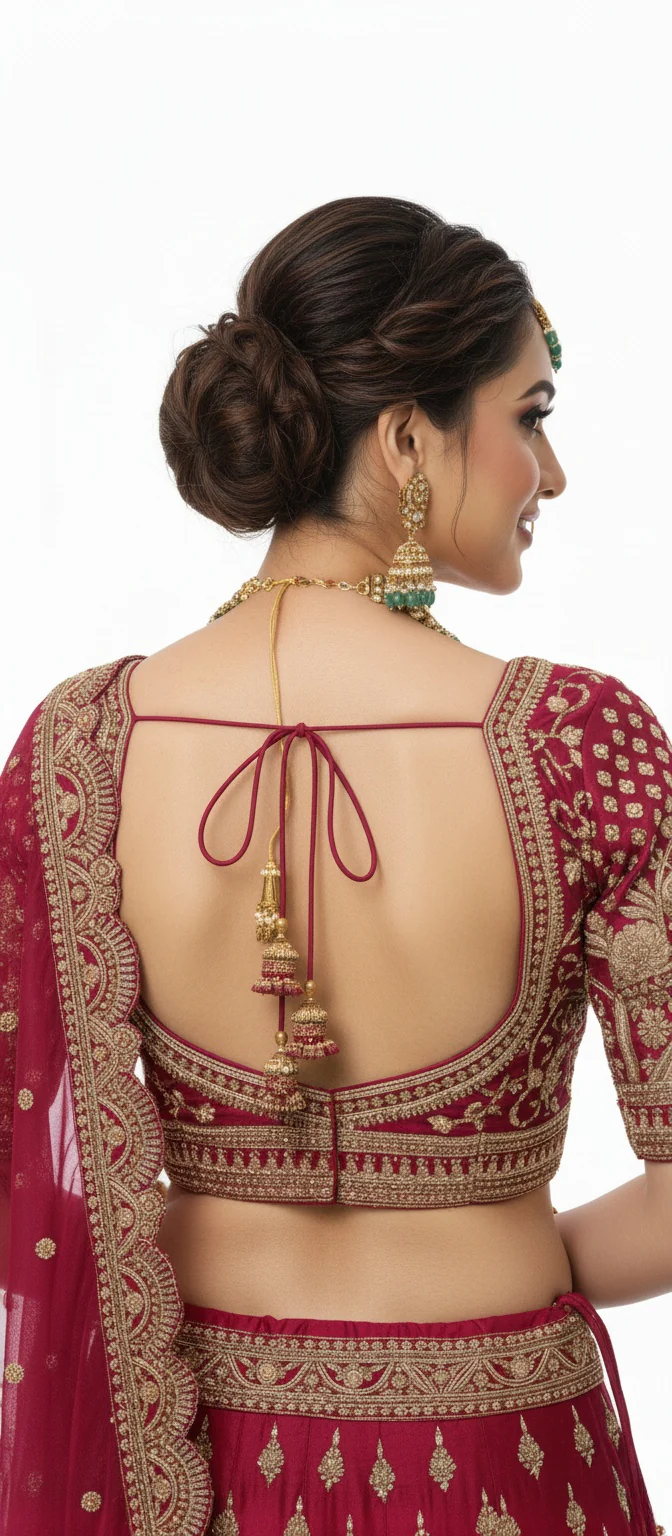 Maroon Handcrafted Bridal Silk Lehenga with Intricate Zari & Sequins Embroidery - Image 3