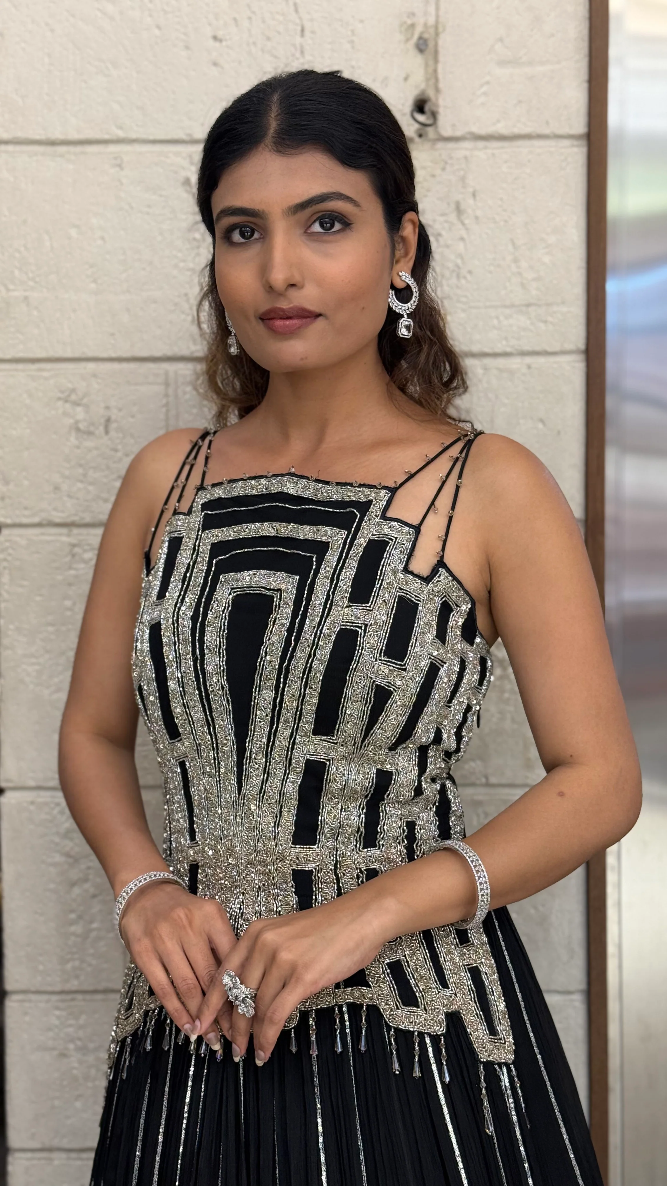 Geometric Embroidered Indo-Western Designer Gown - Image 8