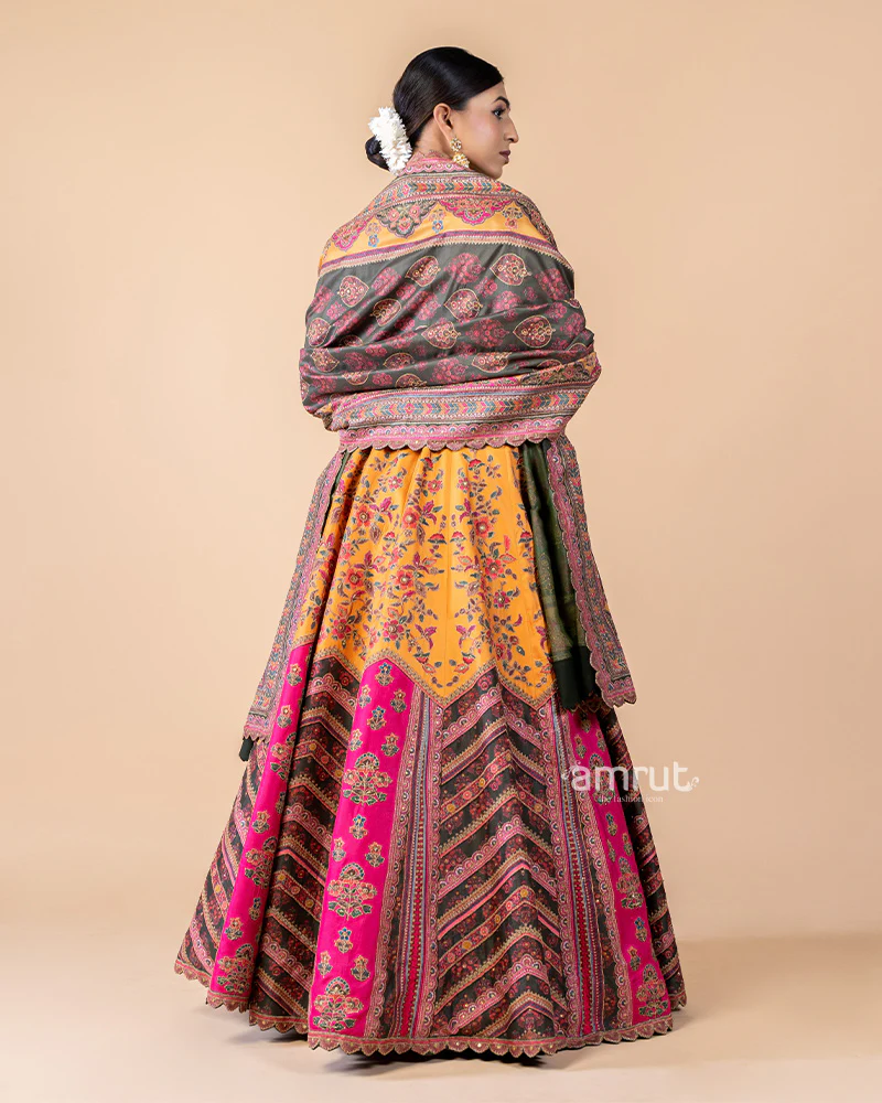 Multi-color Chanderi Silk Embroidered Lehenga Set With Dupatta - Image 7