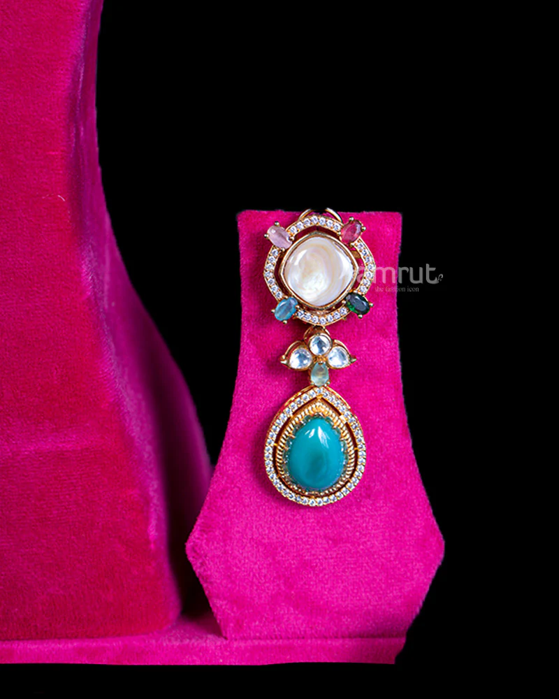 Multi color Gemstone Choker Necklace and Earring Set - Image 2