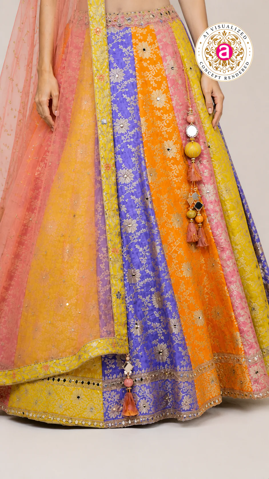 Multicolor Festive Lehenga Set with Embroidered Blouse & Soft Net Dupatta - Image 5