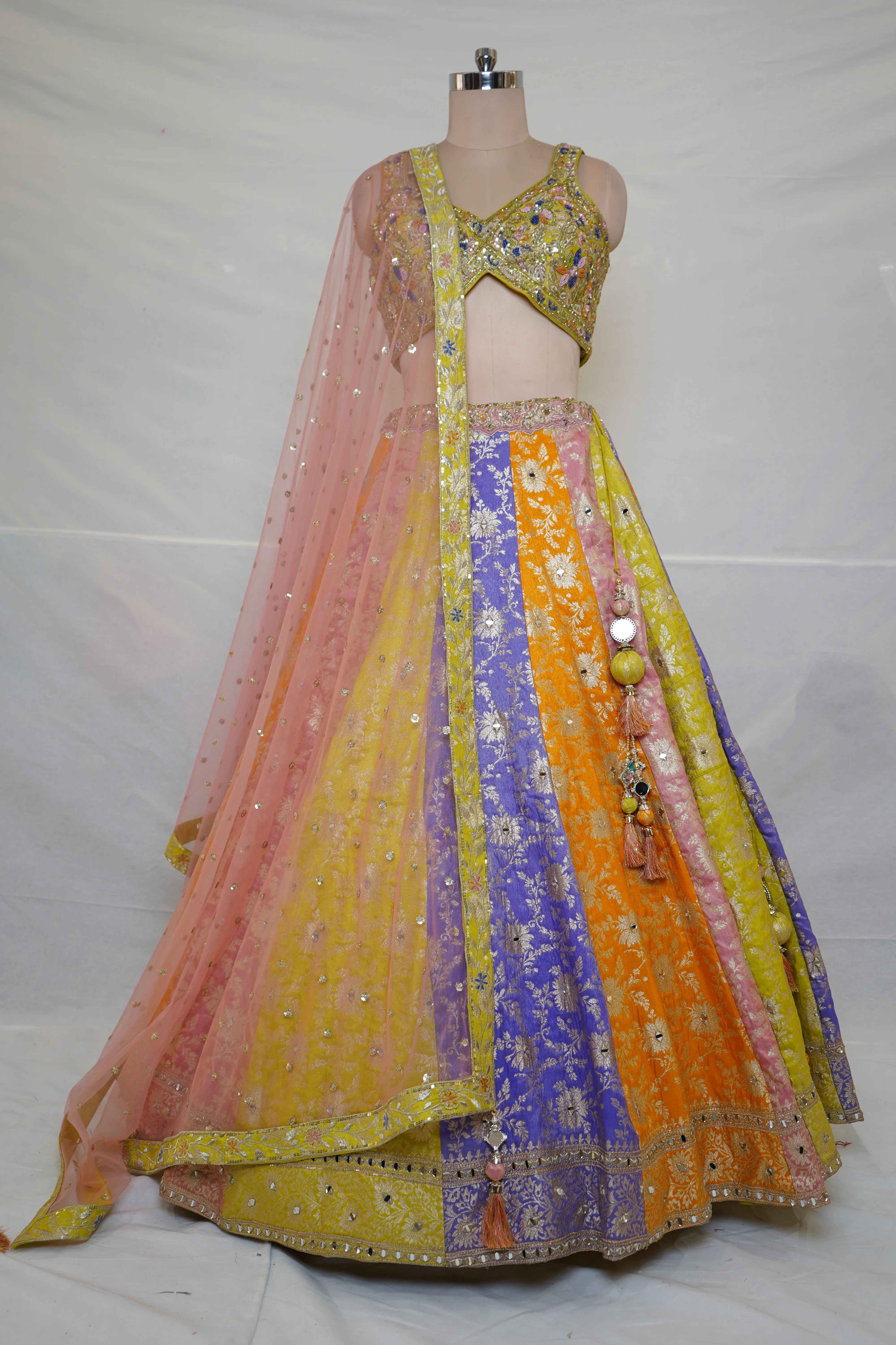 Multicolor Festive Lehenga Set with Embroidered Blouse & Soft Net Dupatta - Image 9