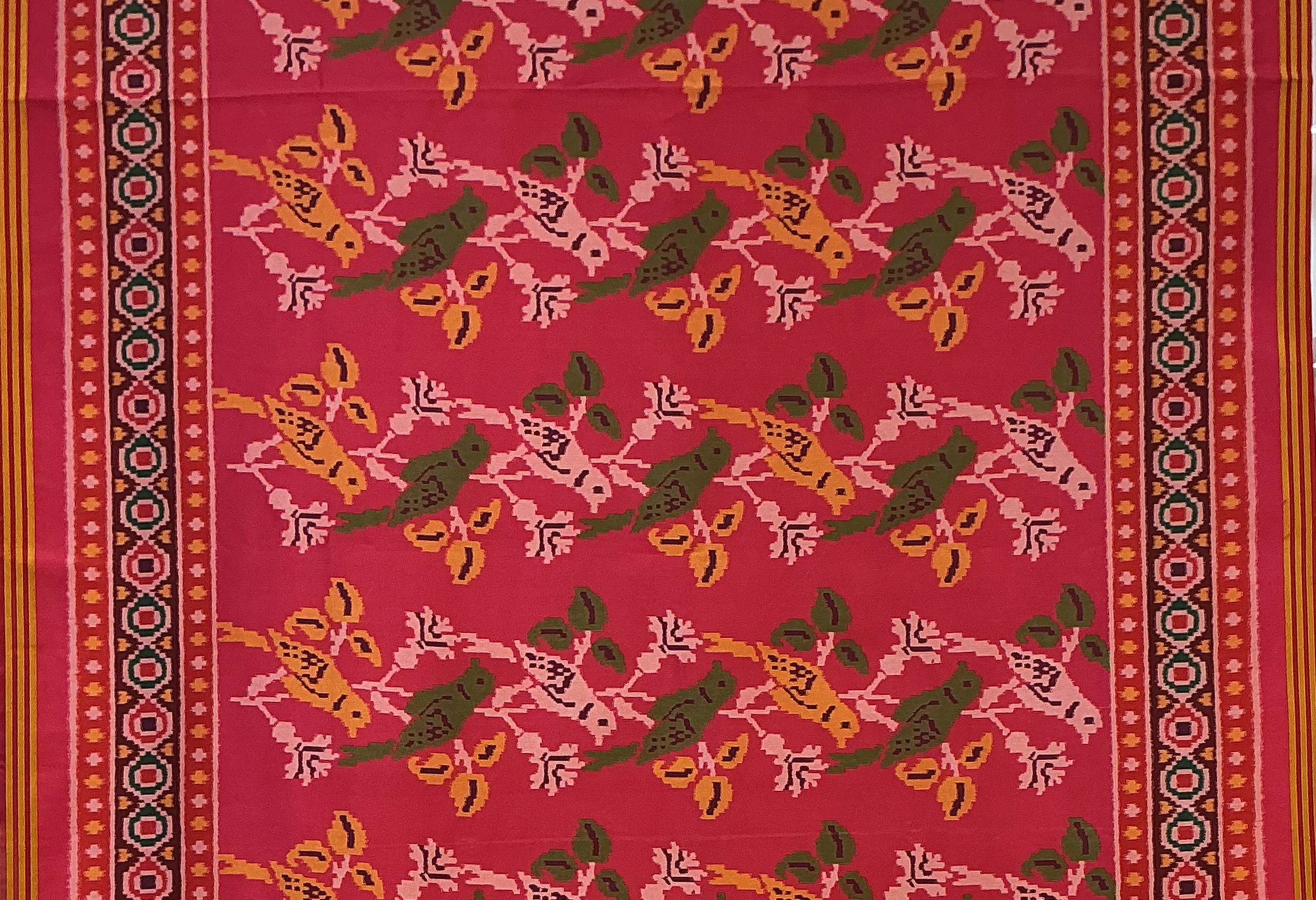 Patan Patola Inspired Pink Designer Saree with Heritage Bird Motifs P145 - Image 2
