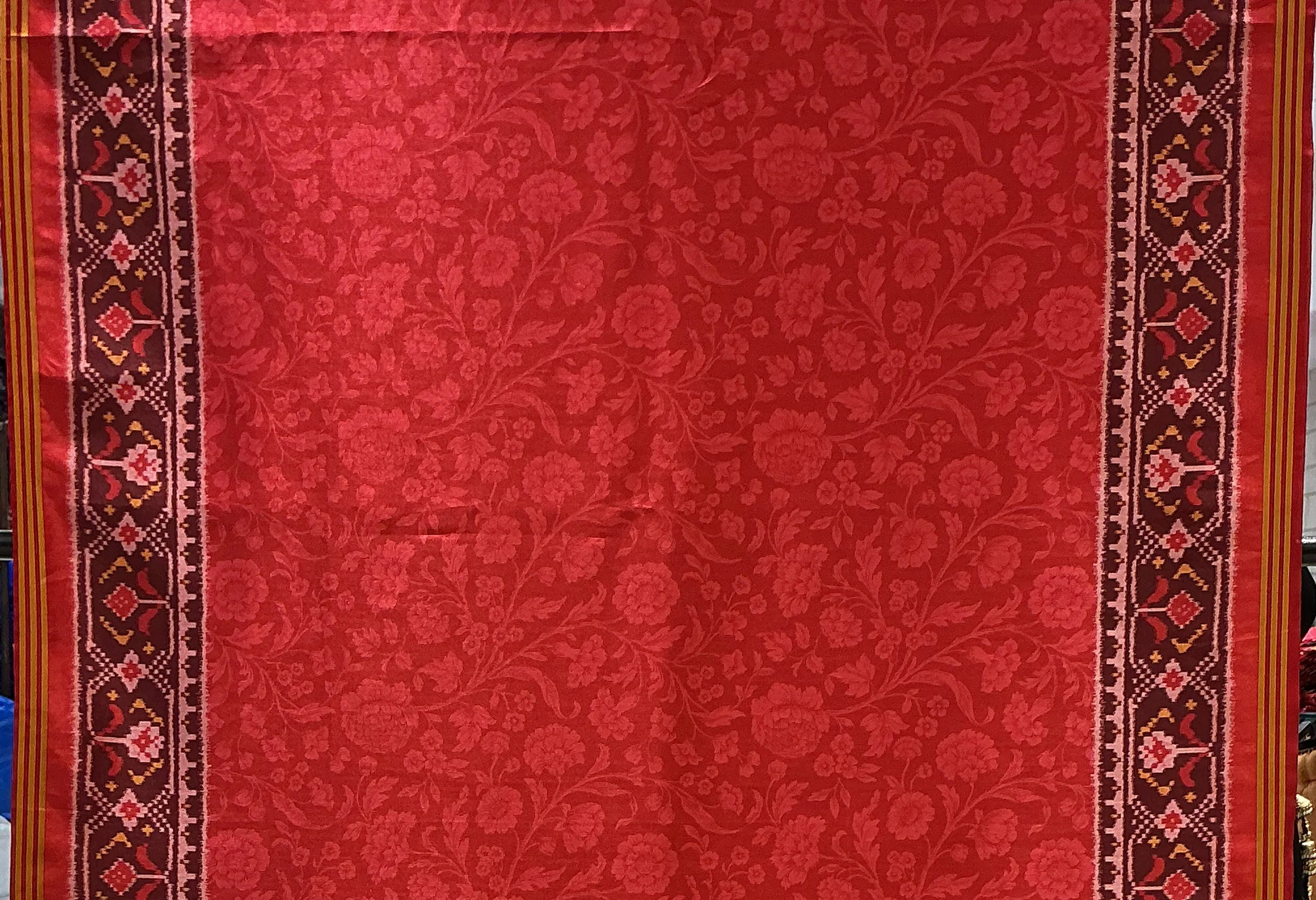 Patan Patola Inspired Red Saree with Royal Elephant Border & Floral Heritage Weave P326 - Image 2