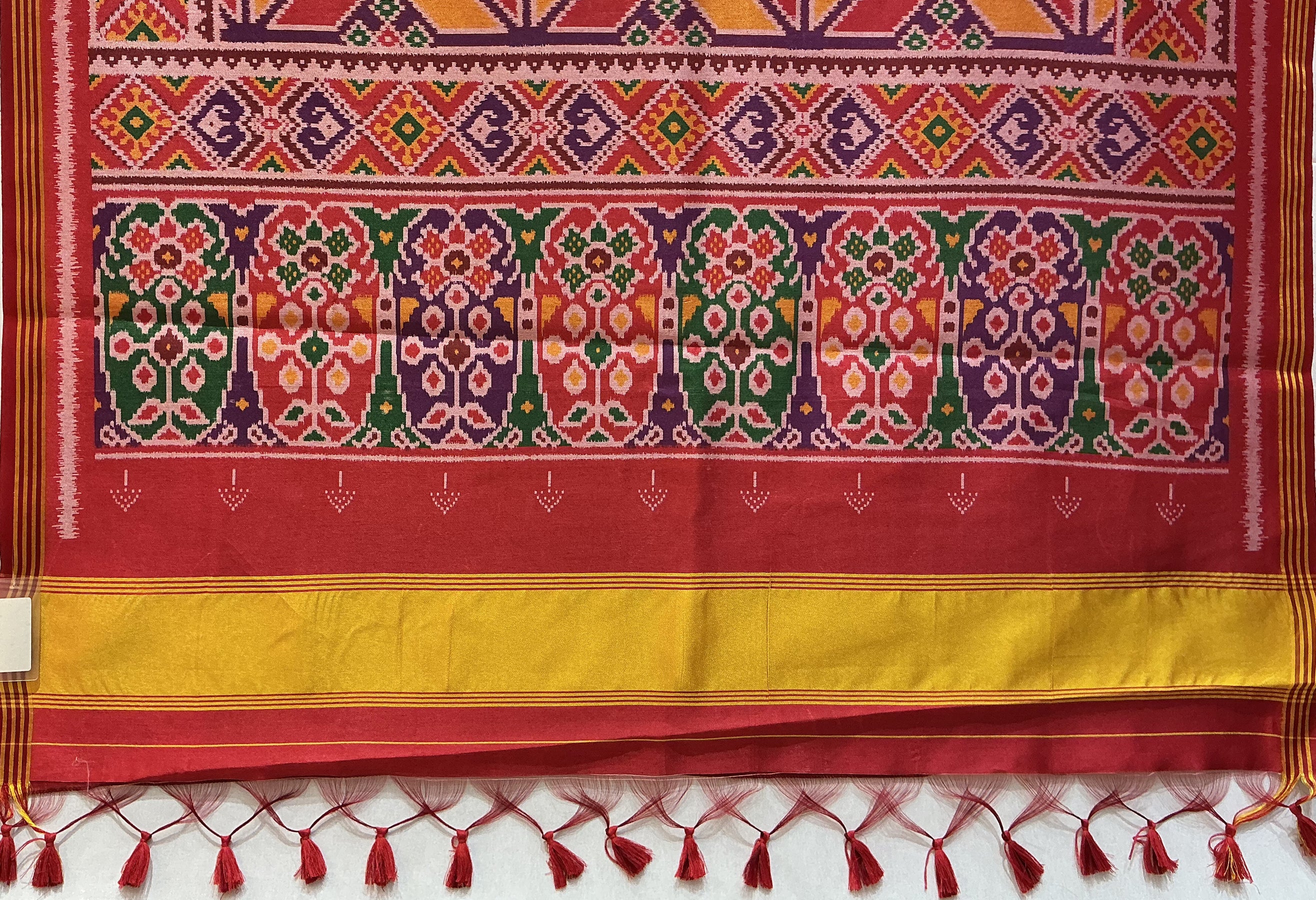 Patan Patola Inspired Royal Purple Saree with Kunjar & Peacock Geometric Motifs P383 - Image 3