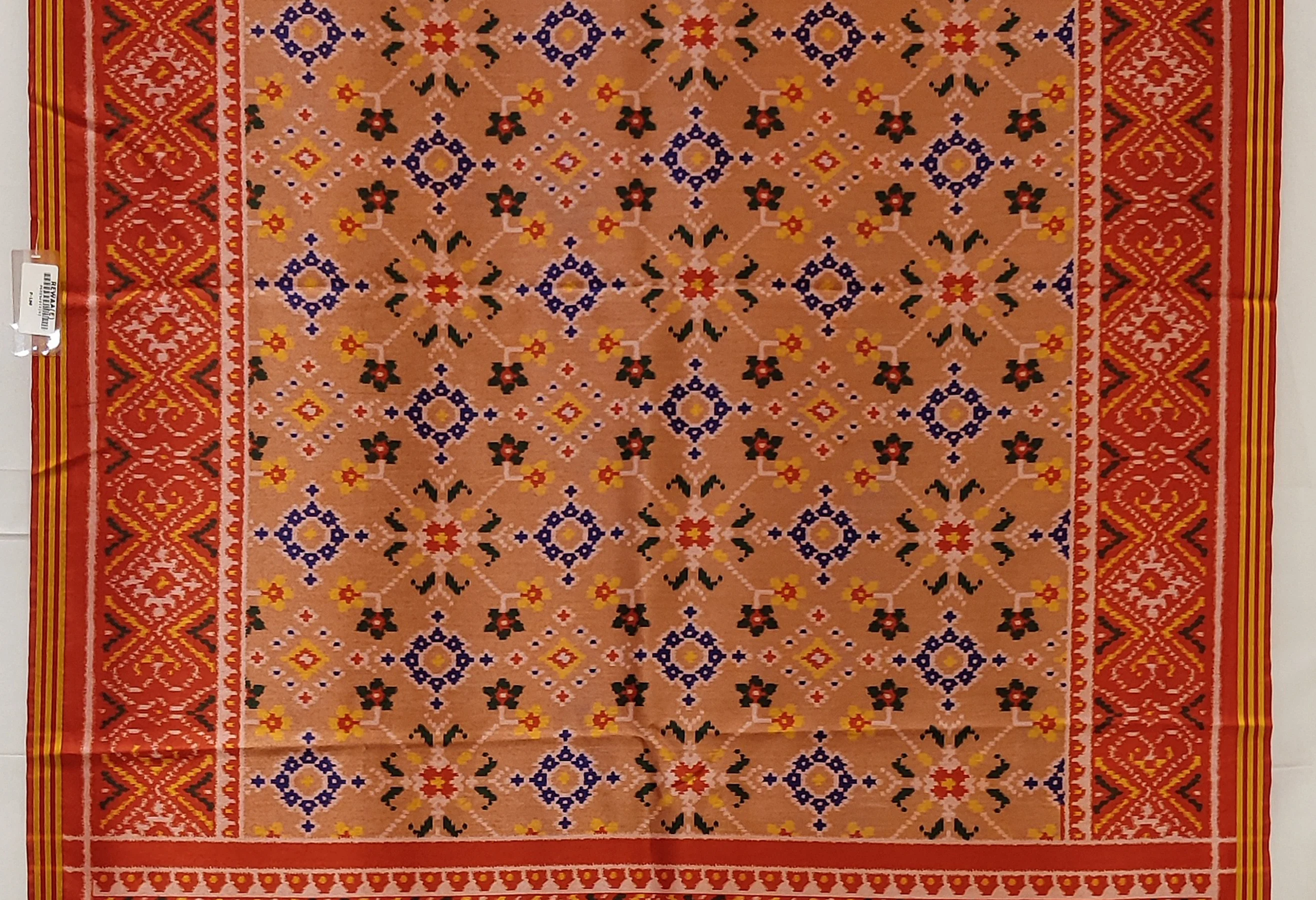 Peach Patola Inspired Silk Blend Saree with Traditional Gujarati Motifs P168 - Image 2