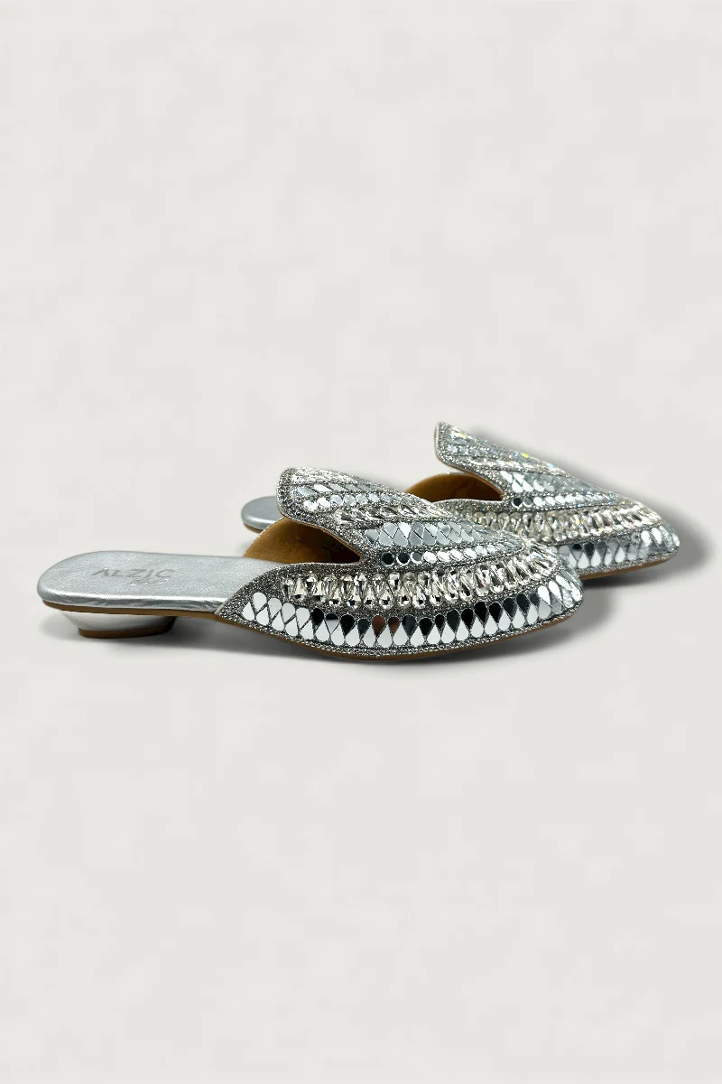 Premium Silver Mirror-Work Jutti – Bridal & Festive Designer Footwear - Image 3
