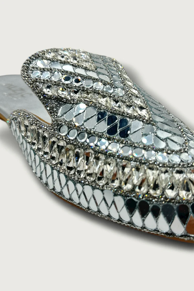 Premium Silver Mirror-Work Jutti – Bridal & Festive Designer Footwear - Image 5