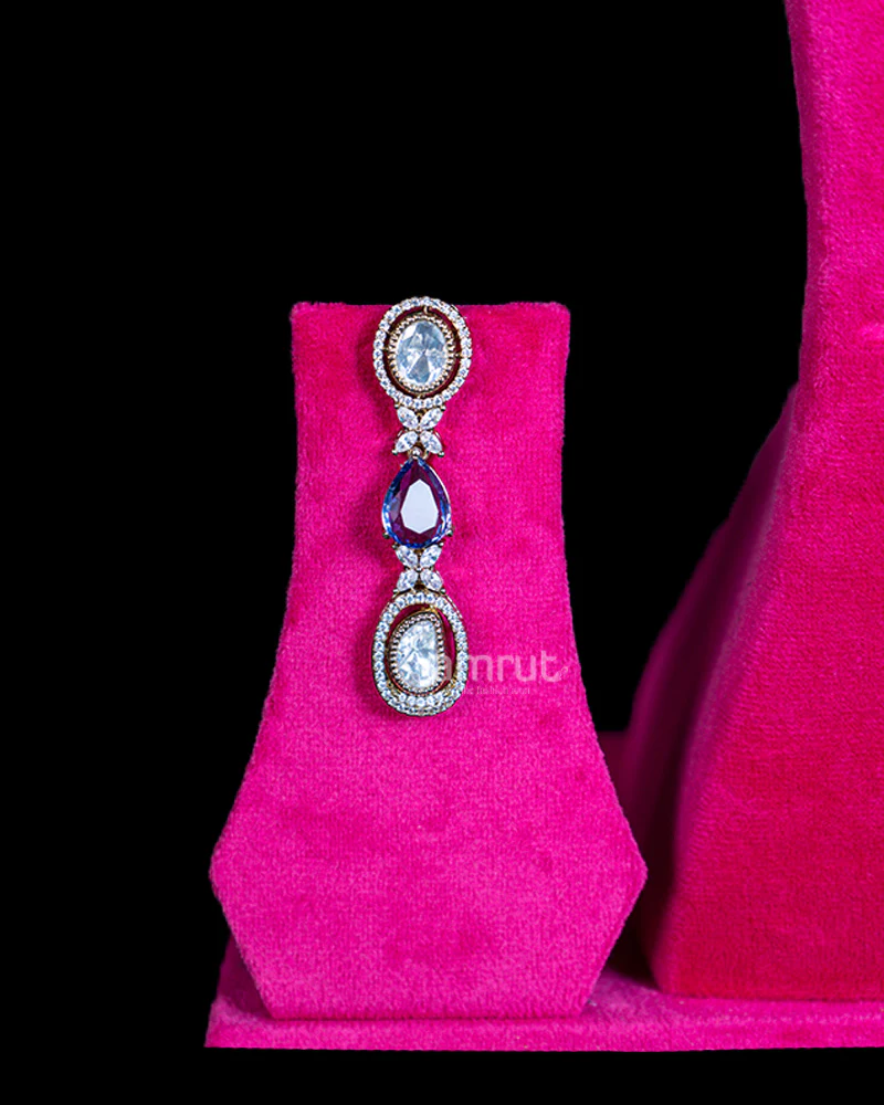 Purplish-Blue Gemstone Necklace and Earring Set - Image 2