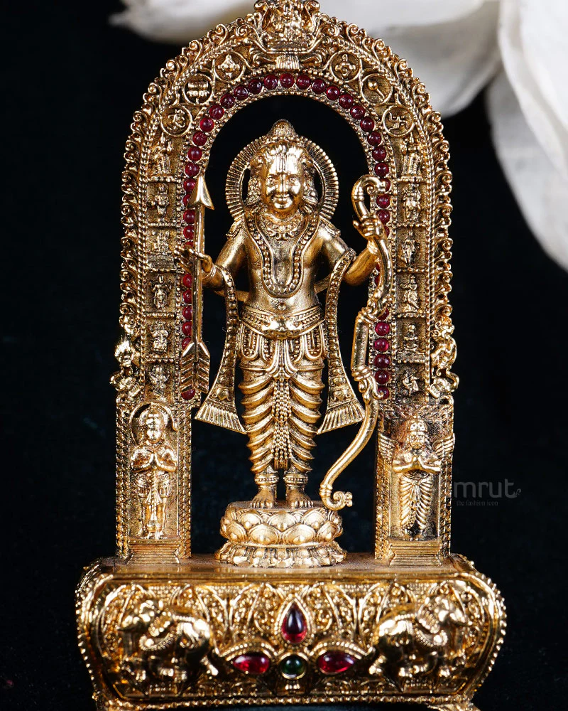 Ram Bhagwan Curved with Gemstone-Studded Arched Frame Sindur Dani - Image 2