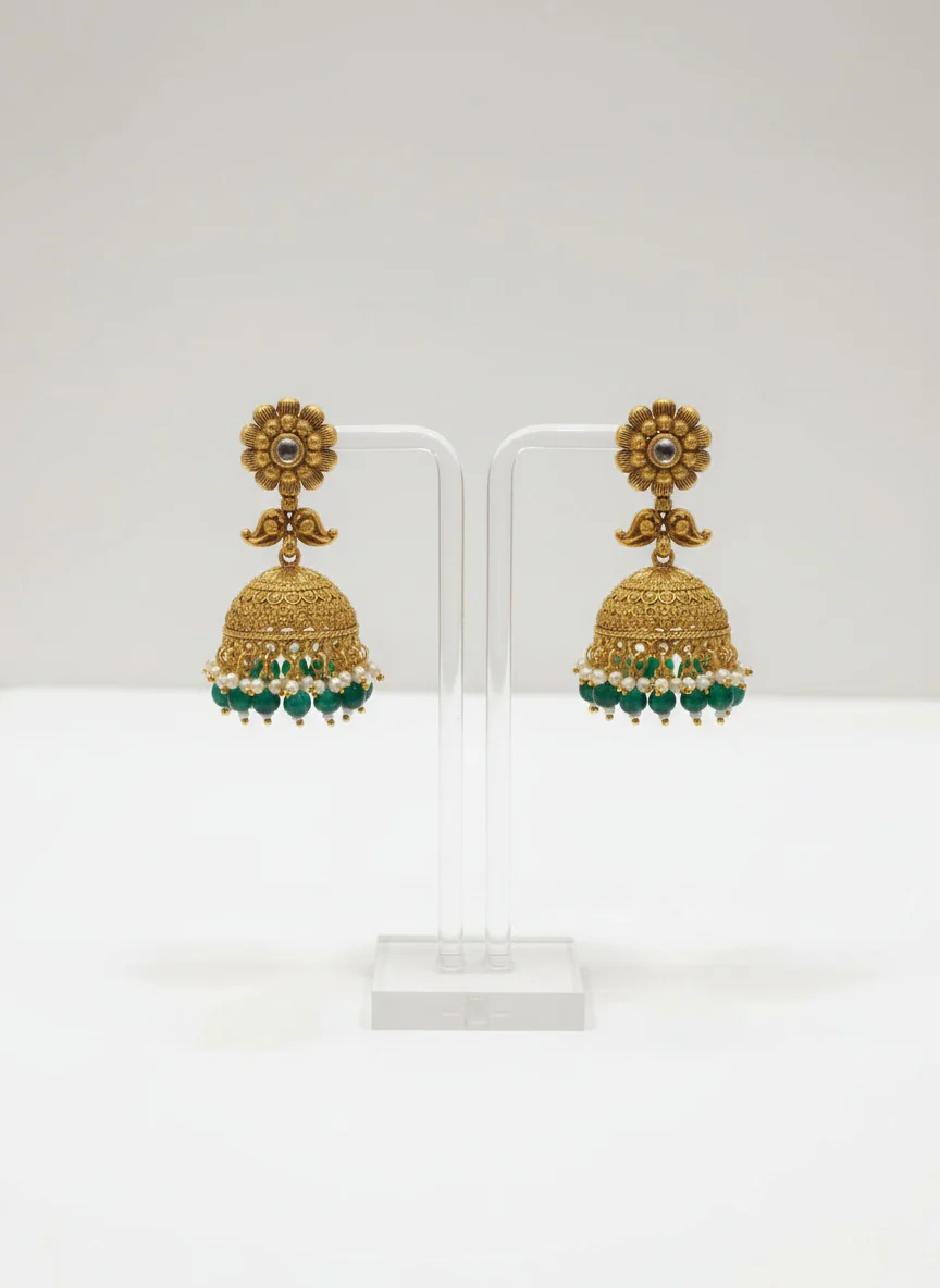 Ram Darbar Antique Temple Set with Pearl and Gold Chain - Image 2