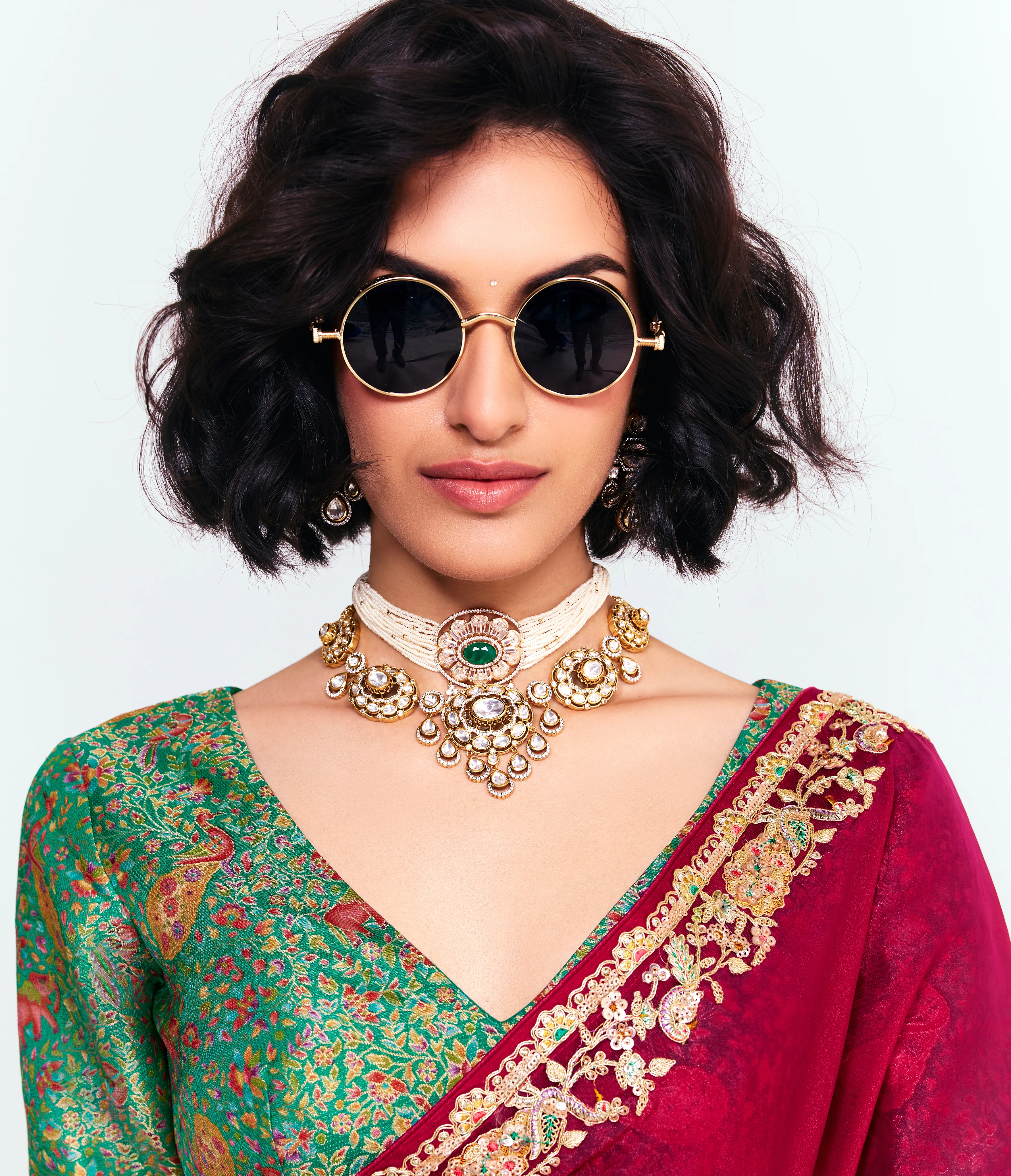 Rani Pink Georgette Saree with Heavy Embroidered Border - Image 2