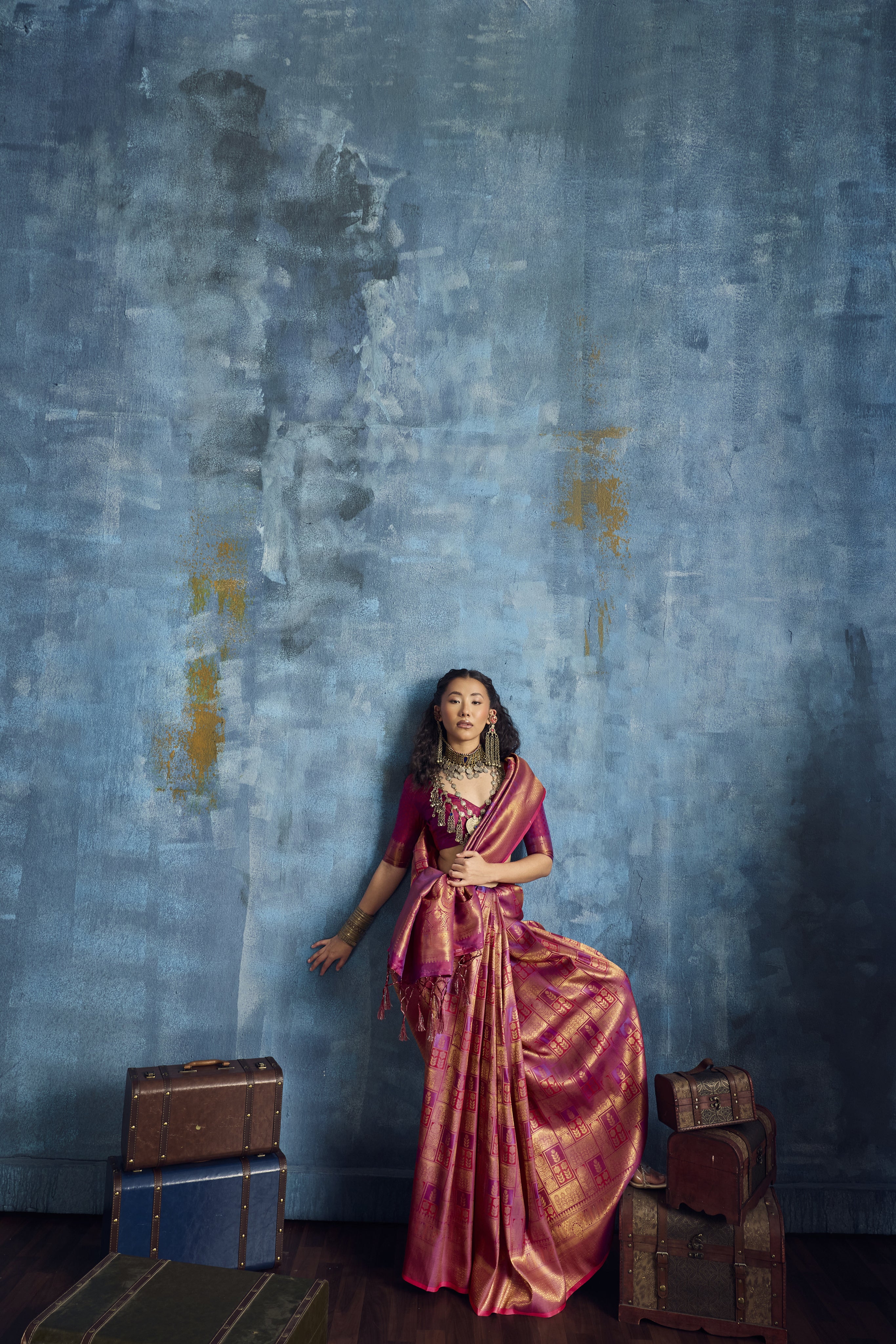 Rani Pink Handloom Silk Saree with Rich Gold Zari Weaving - Image 5