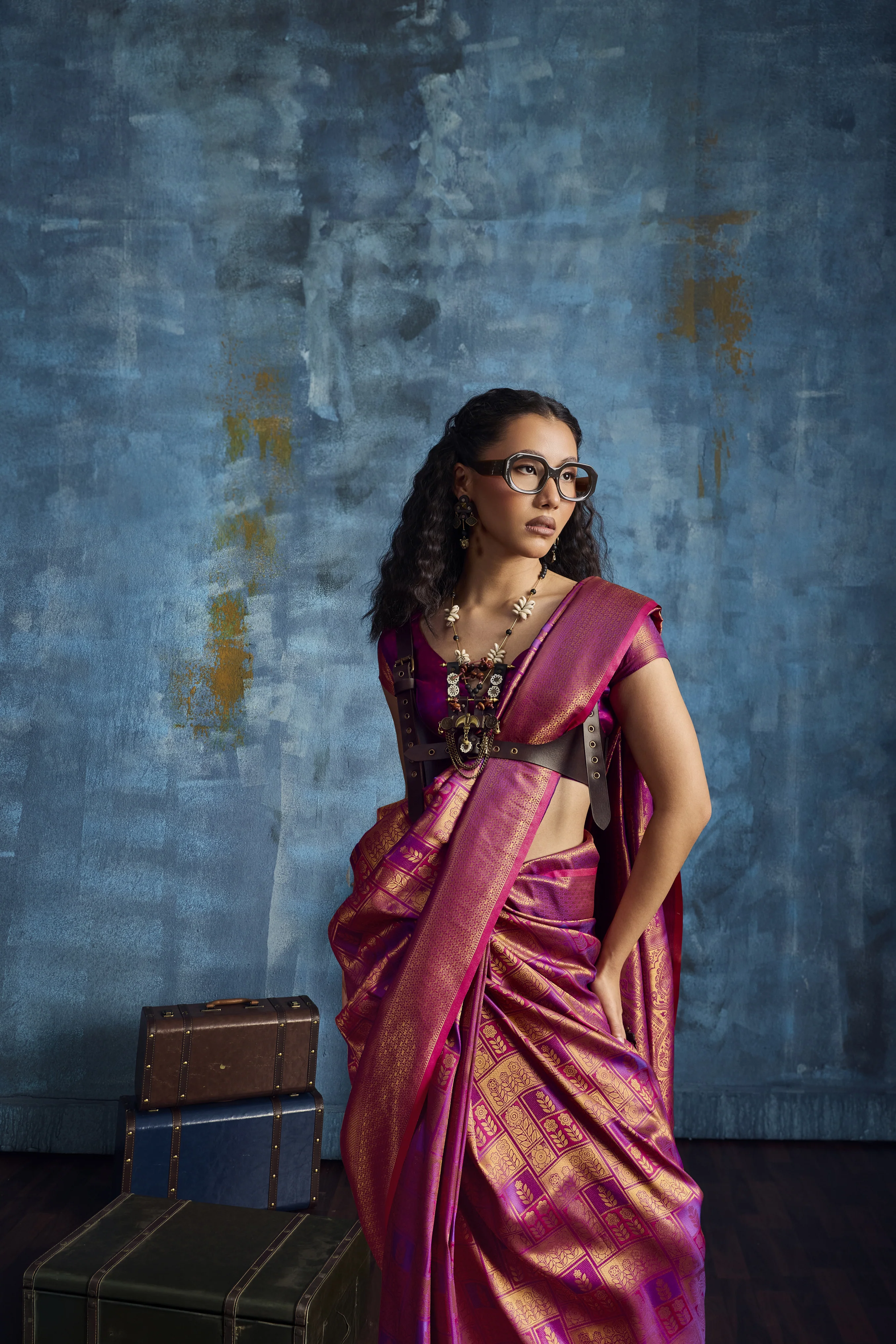Rani Pink Kanjivaram Silk Saree with Rich Gold Zari Weaving - Image 2