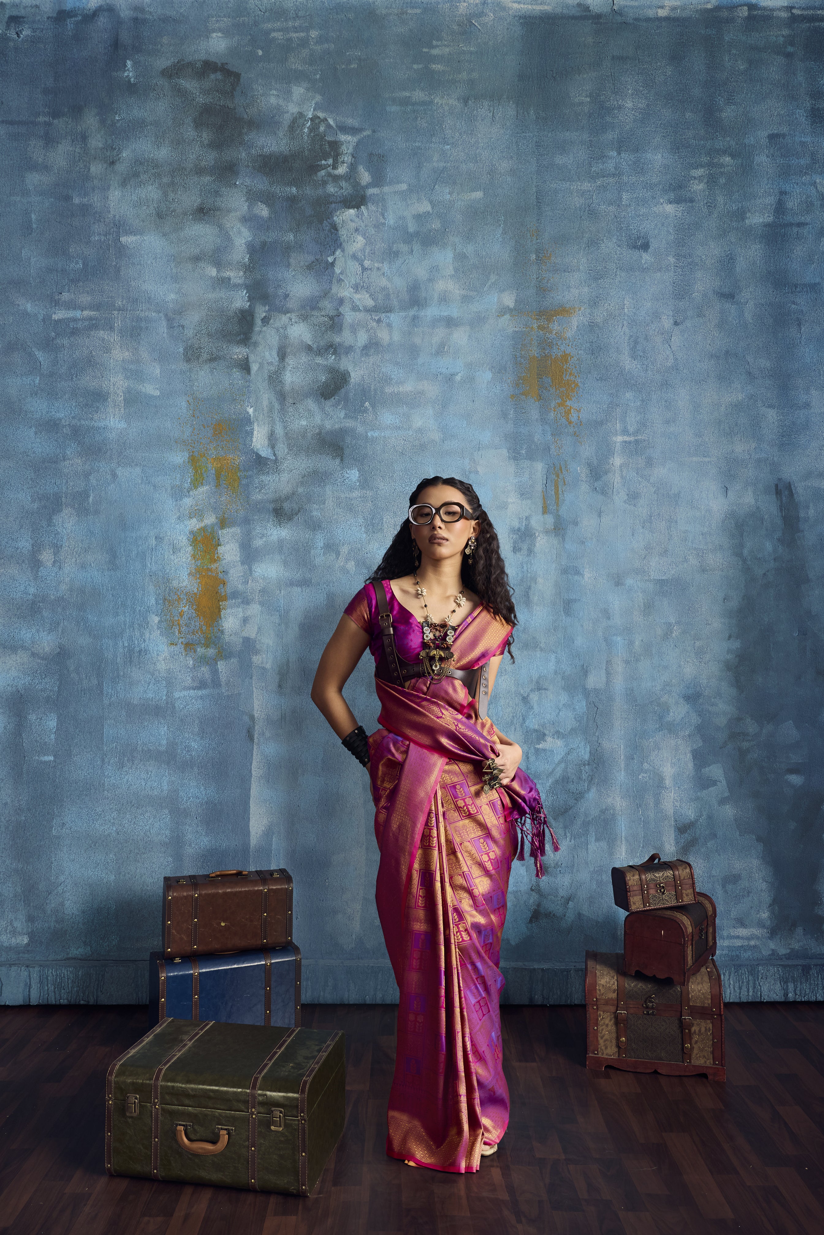 Rani Pink Kanjivaram Silk Saree with Rich Gold Zari Weaving - Image 5
