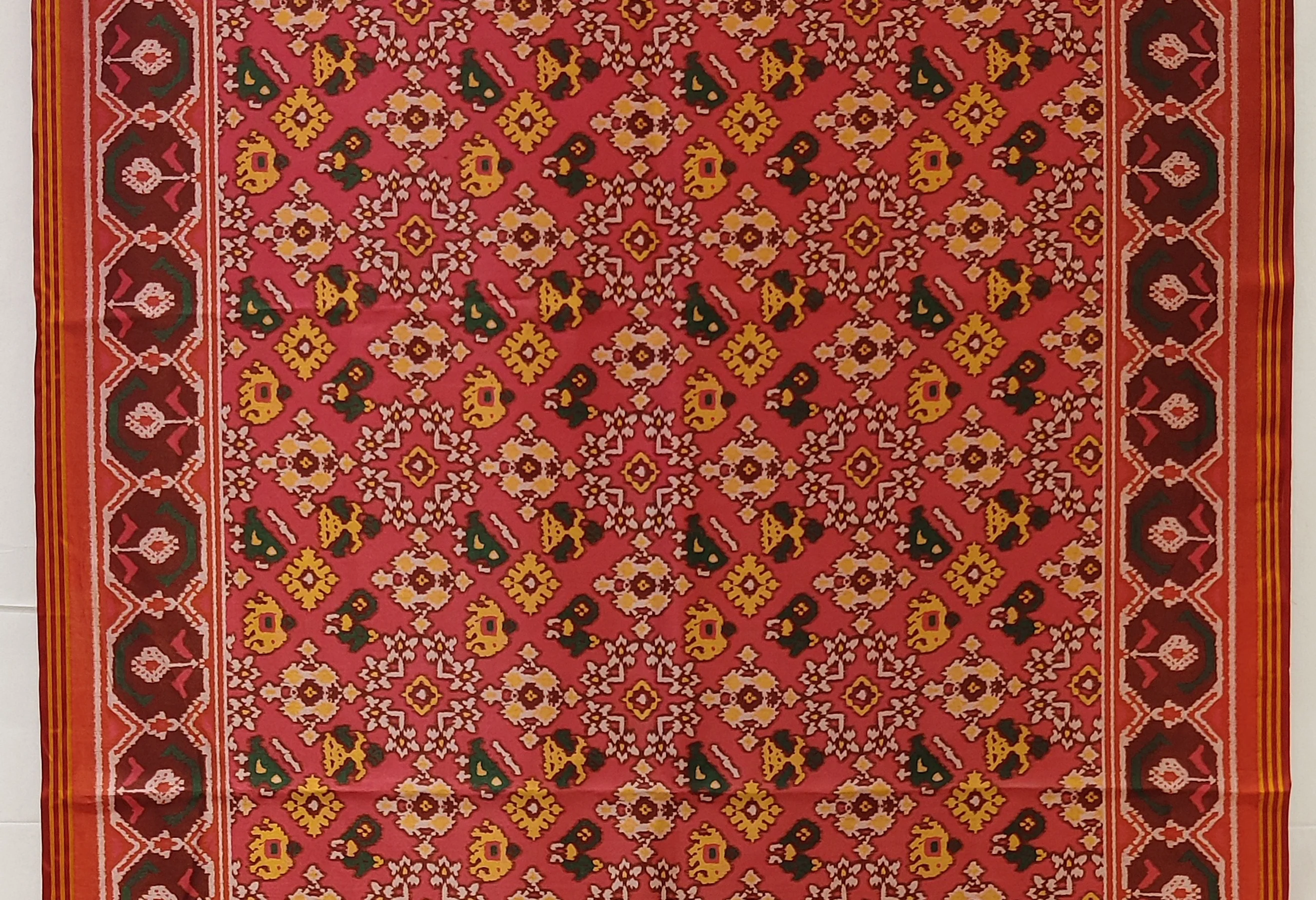 Rani Pink Patola Inspired Silk Blend Saree with Traditional Gujarati Motifs P69 - Image 2