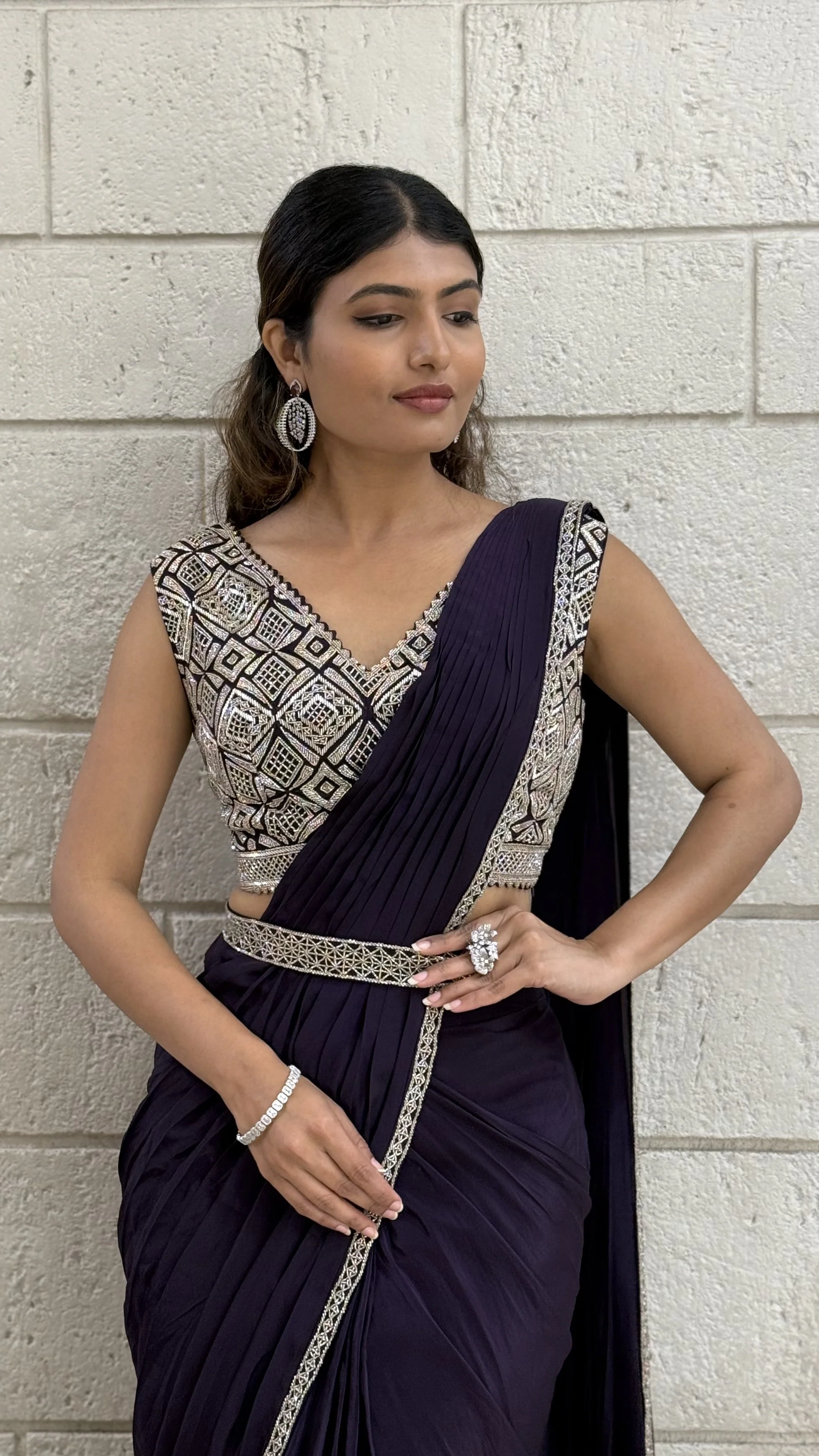 Ready-to-Wear Designer Saree with Embellished Blouse - Image 10