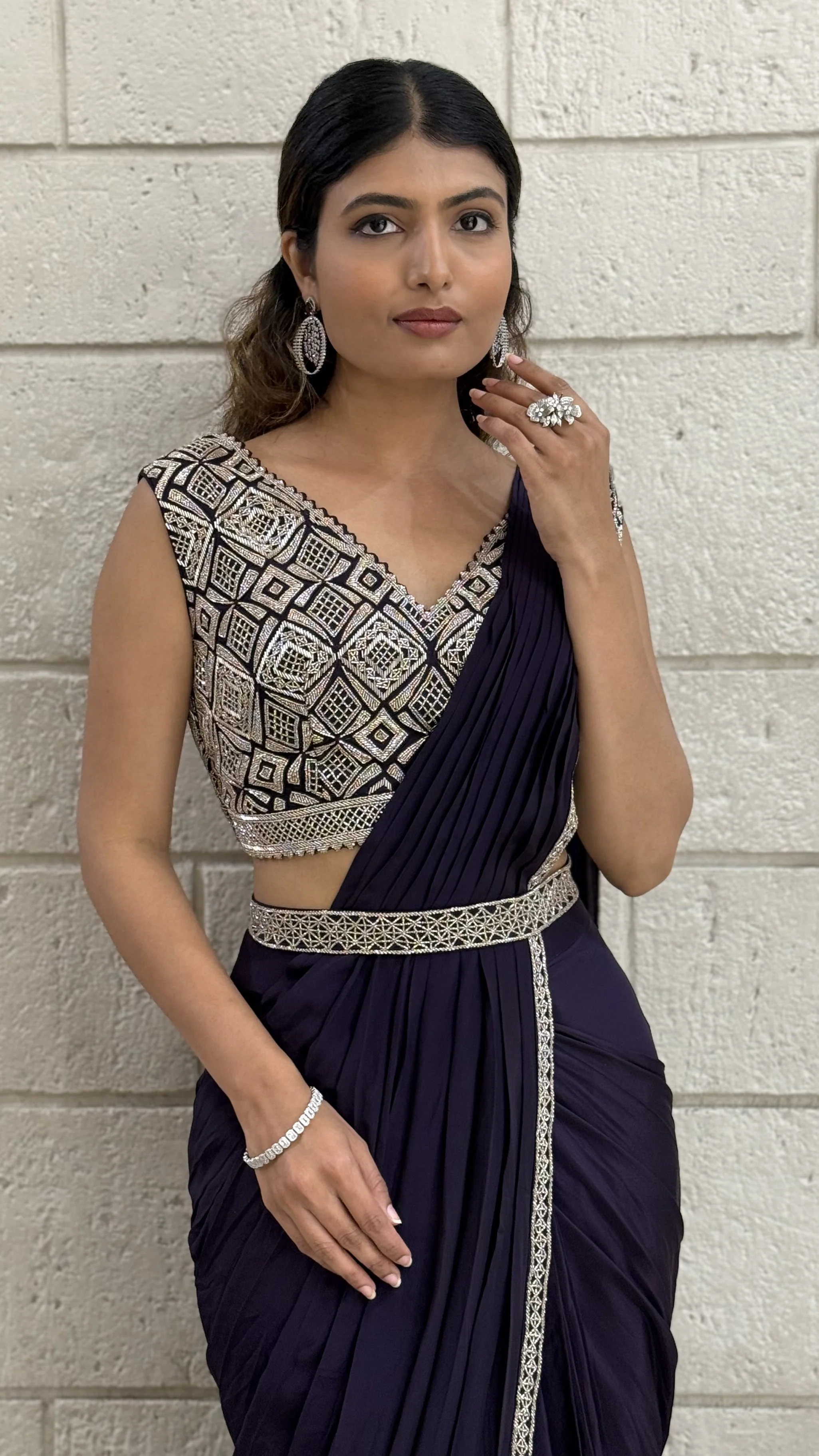 Ready-to-Wear Designer Saree with Embellished Blouse - Image 3