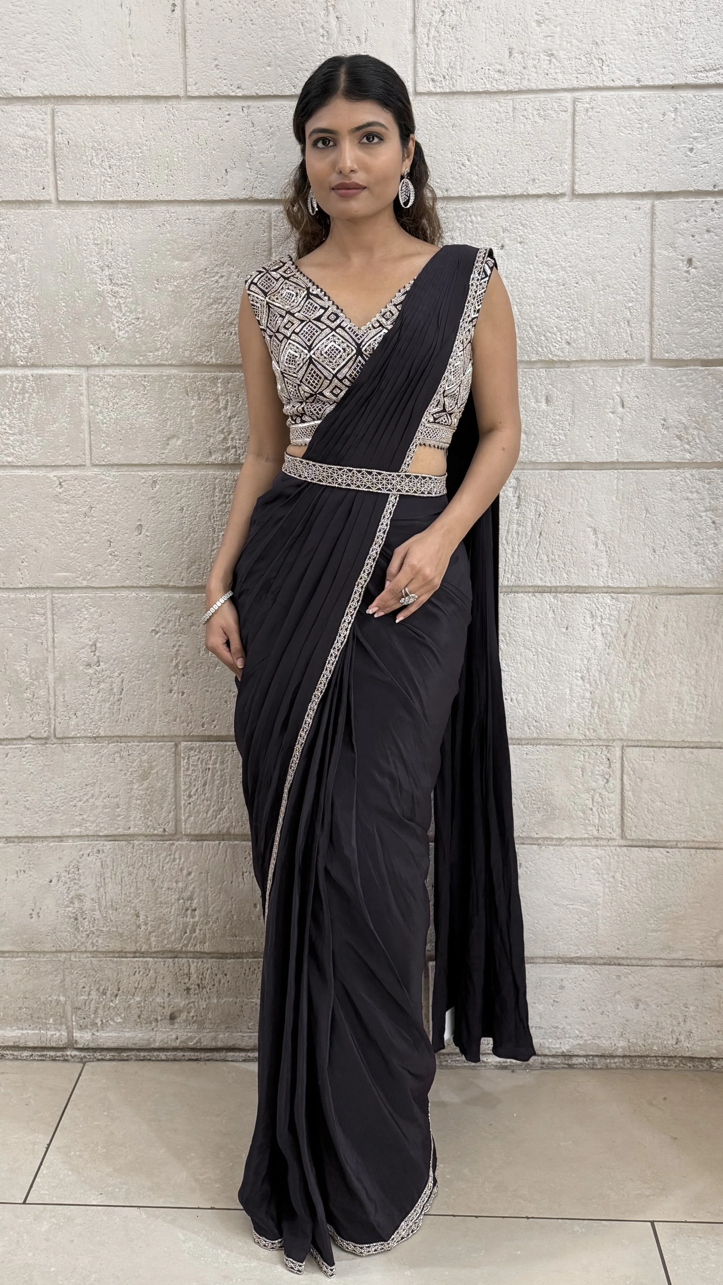 Ready-to-Wear Designer Saree with Embellished Blouse - Image 5