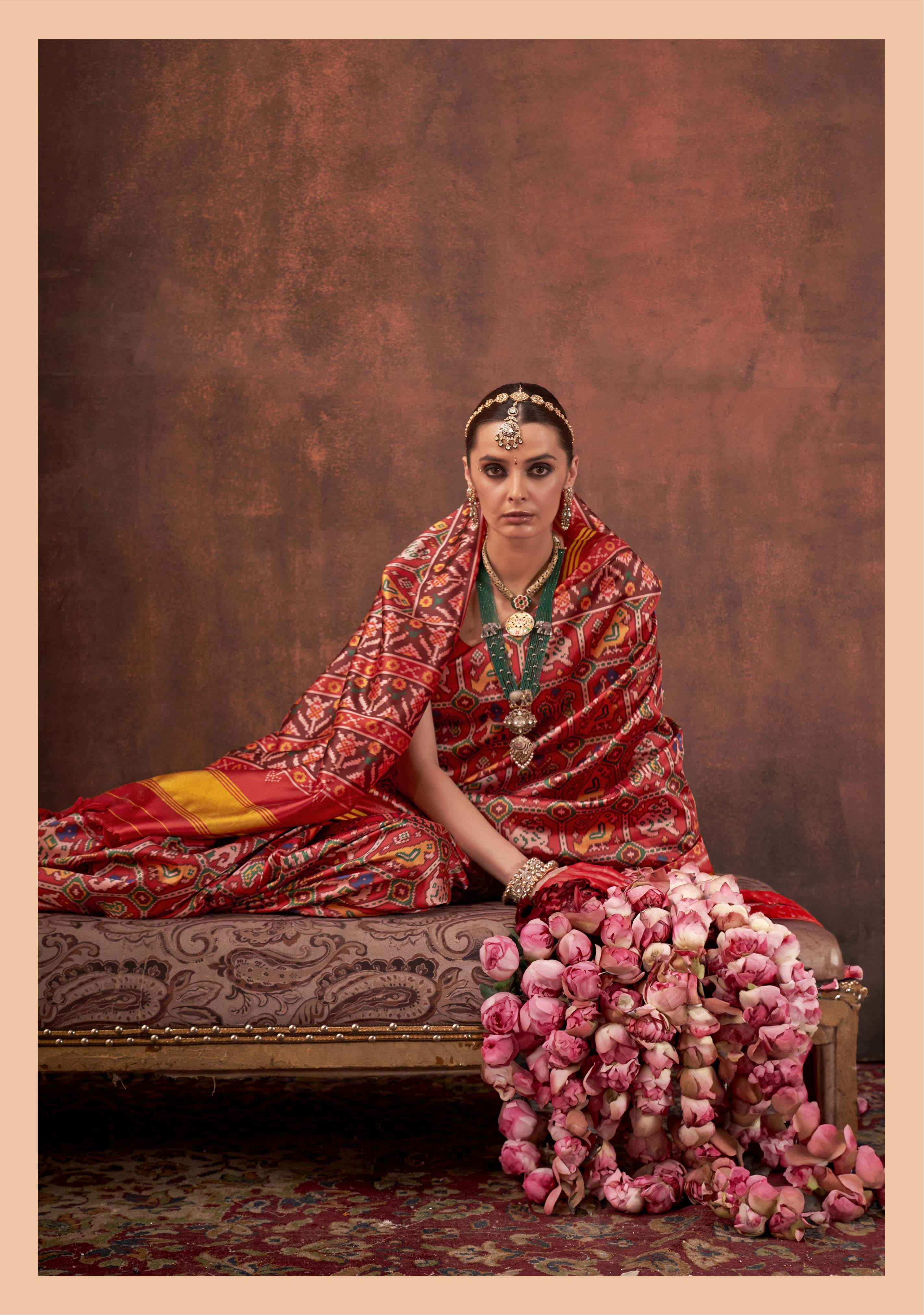 Red & Multicolour Signature Patan Patola Soft Silk Saree with Traditional Ikat Motifs P86 - Image 2