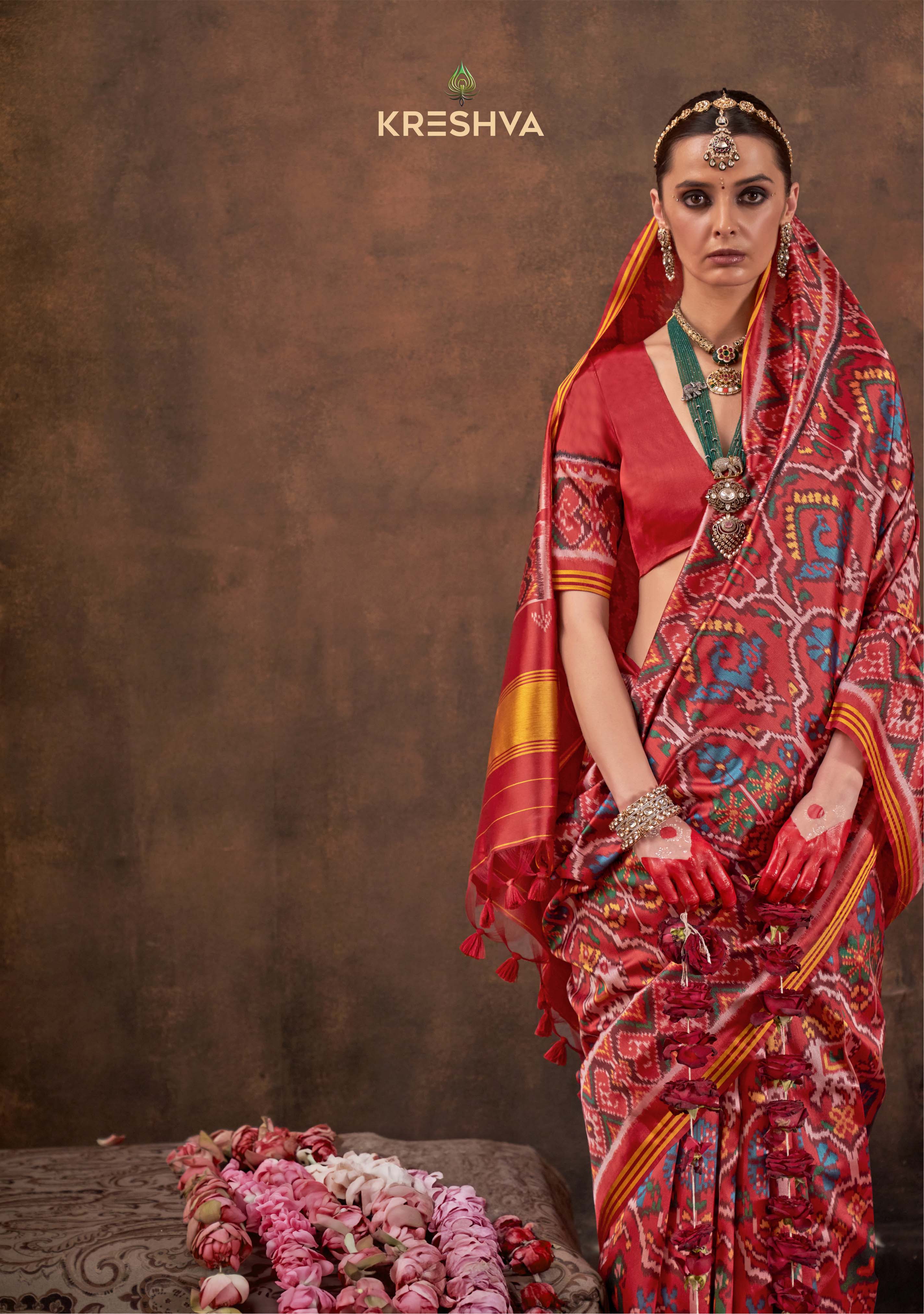 Red Patan Patola Soft Silk Saree with Traditional Ikat Weaving P104 - Image 2