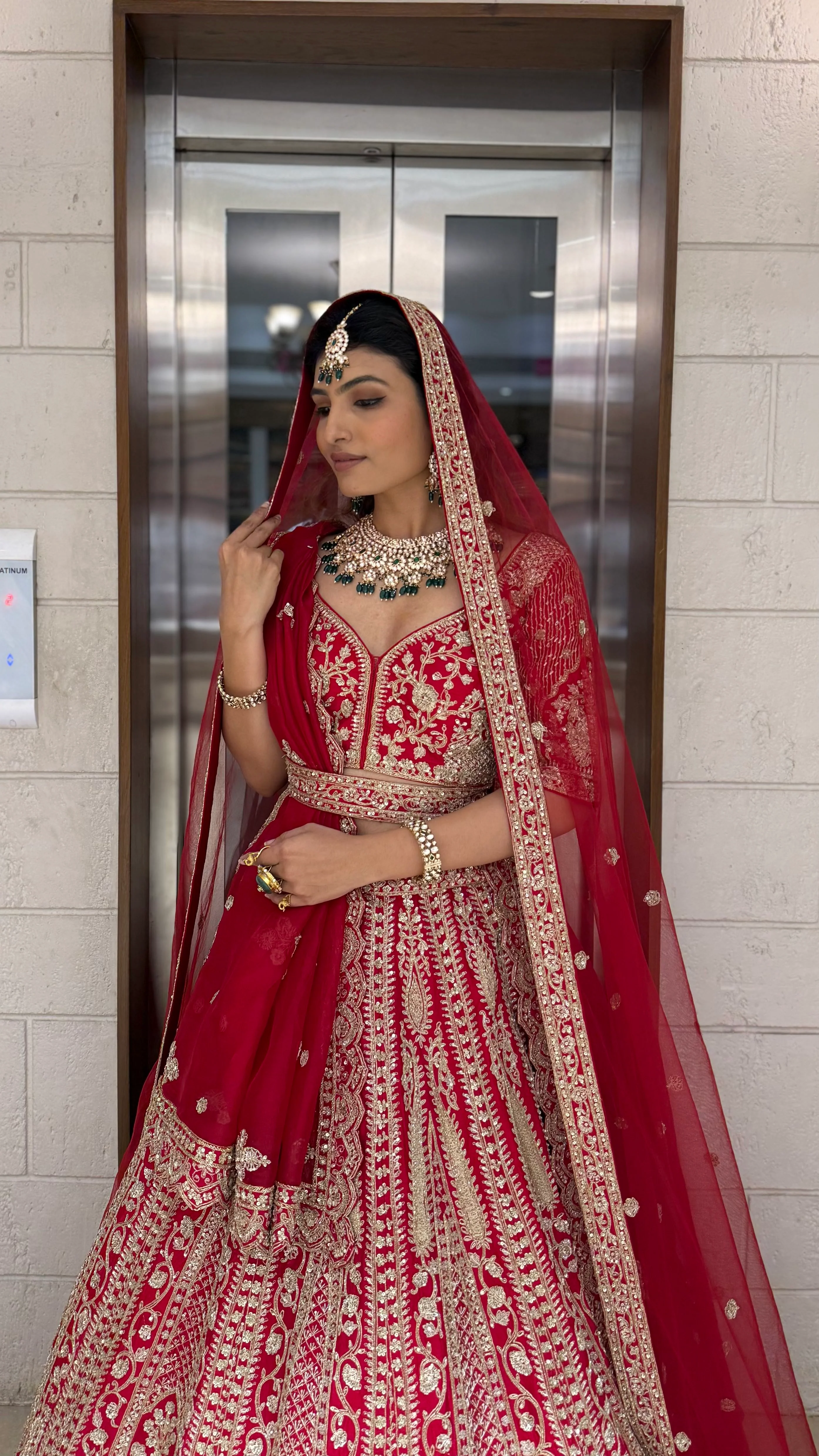 Regal Red Heavy Zardozi Bridal Lehenga with Hand-Embroidered Blouse & Double Dupatta - Image 4