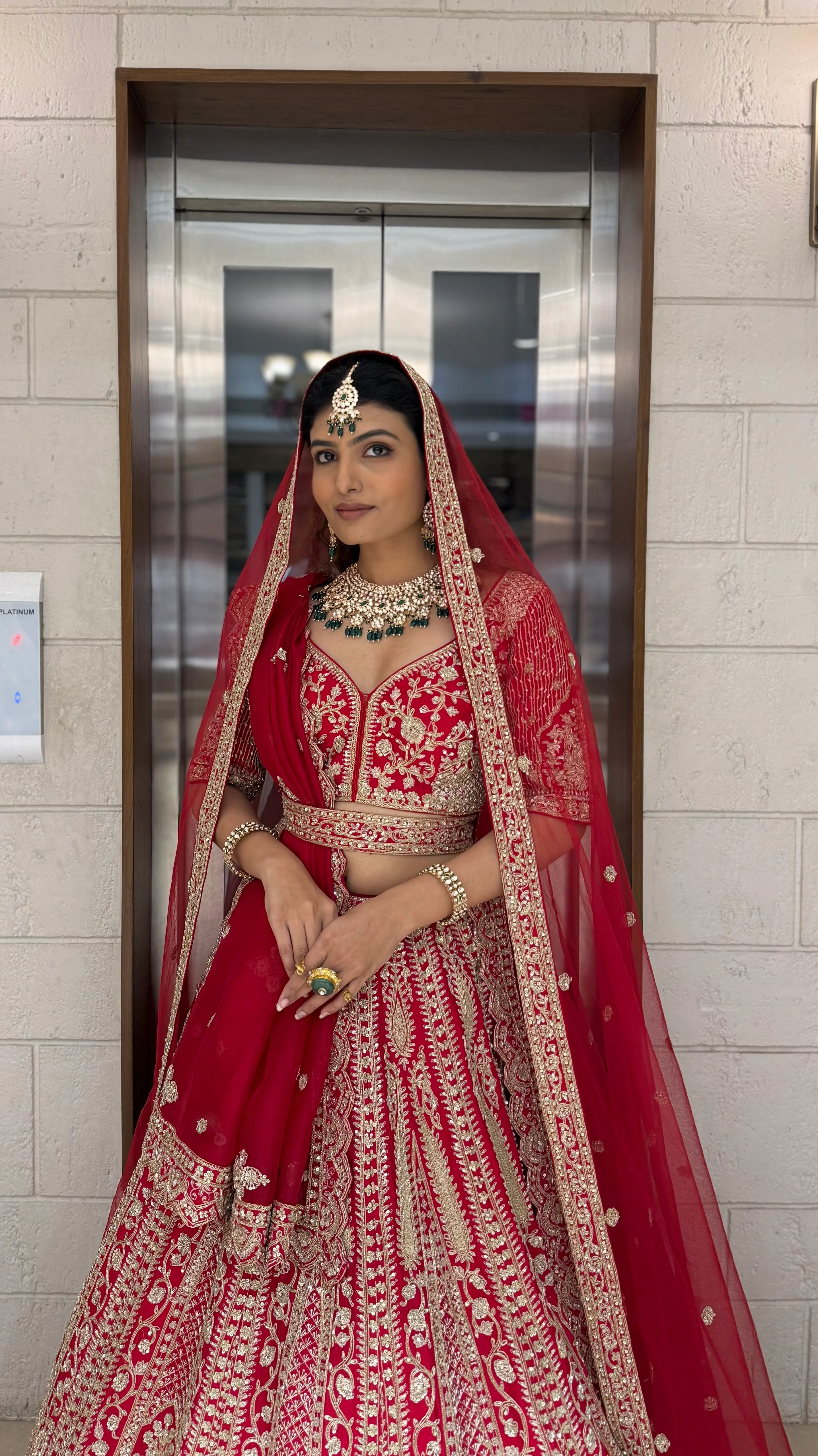 Regal Red Heavy Zardozi Bridal Lehenga with Hand-Embroidered Blouse & Double Dupatta - Image 5
