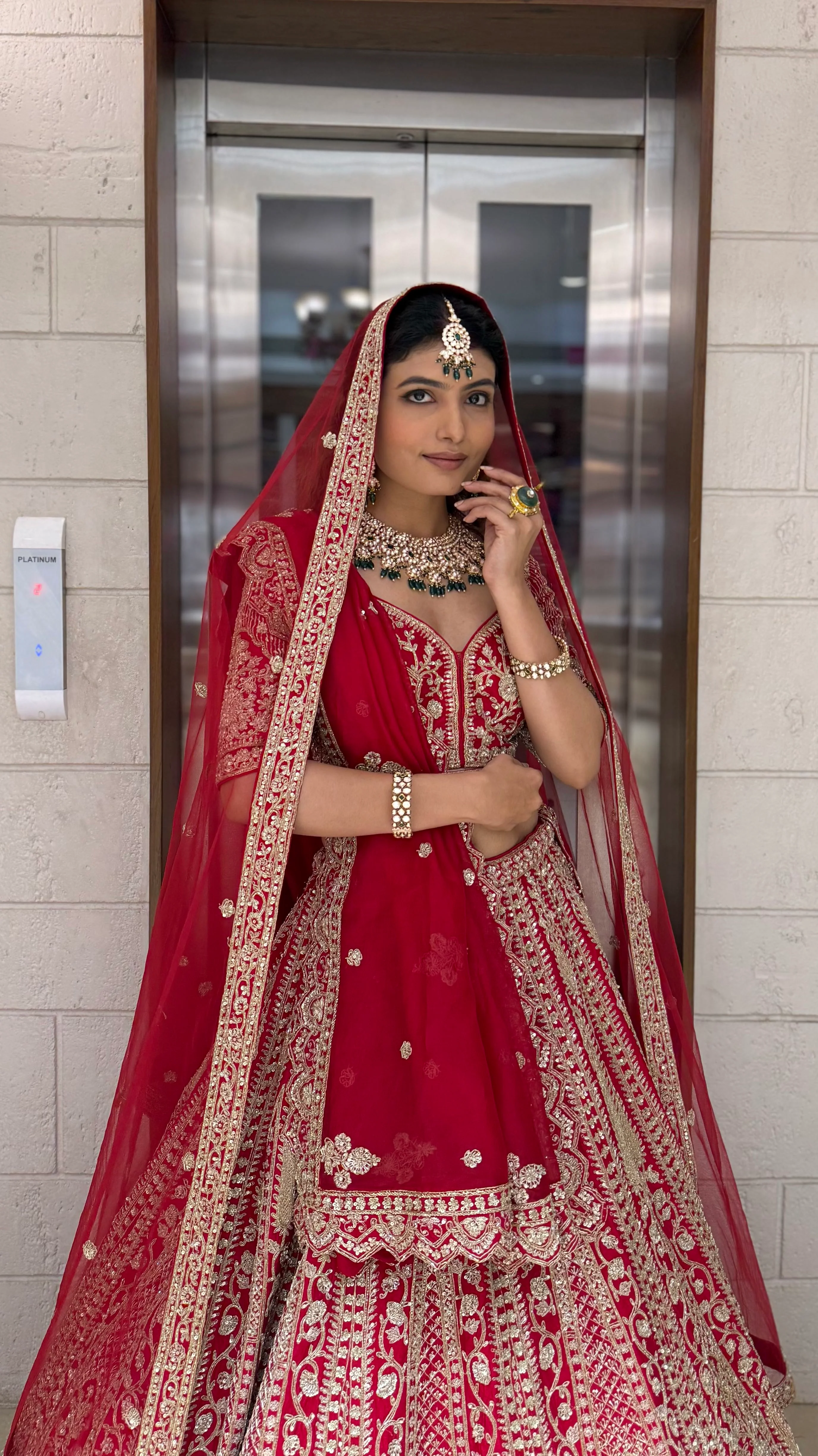 Regal Red Heavy Zardozi Bridal Lehenga with Hand-Embroidered Blouse & Double Dupatta - Image 6