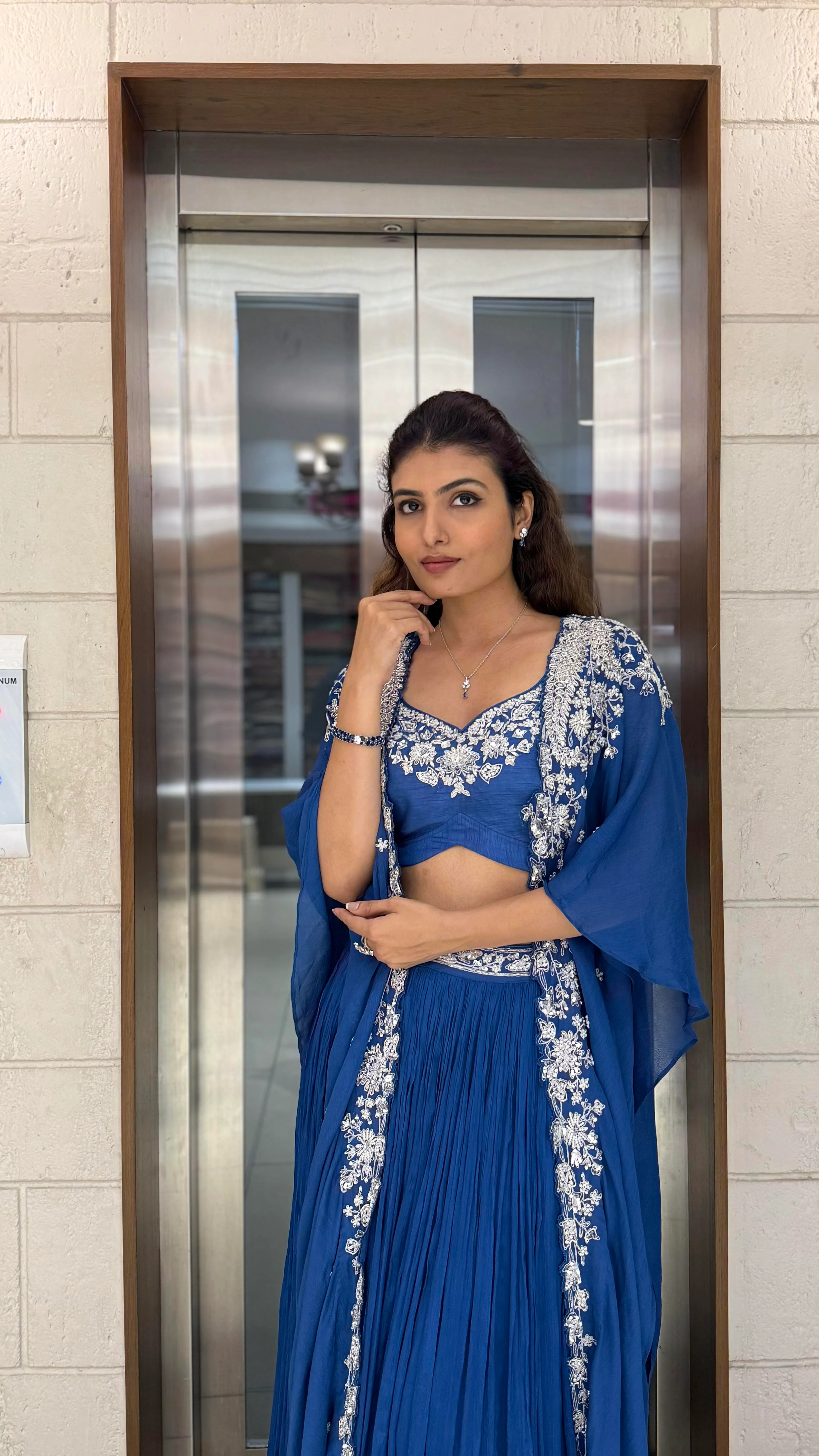 Royal Blue Indo-Western Cape Set – Sapphire Elegance Edition - Image 6