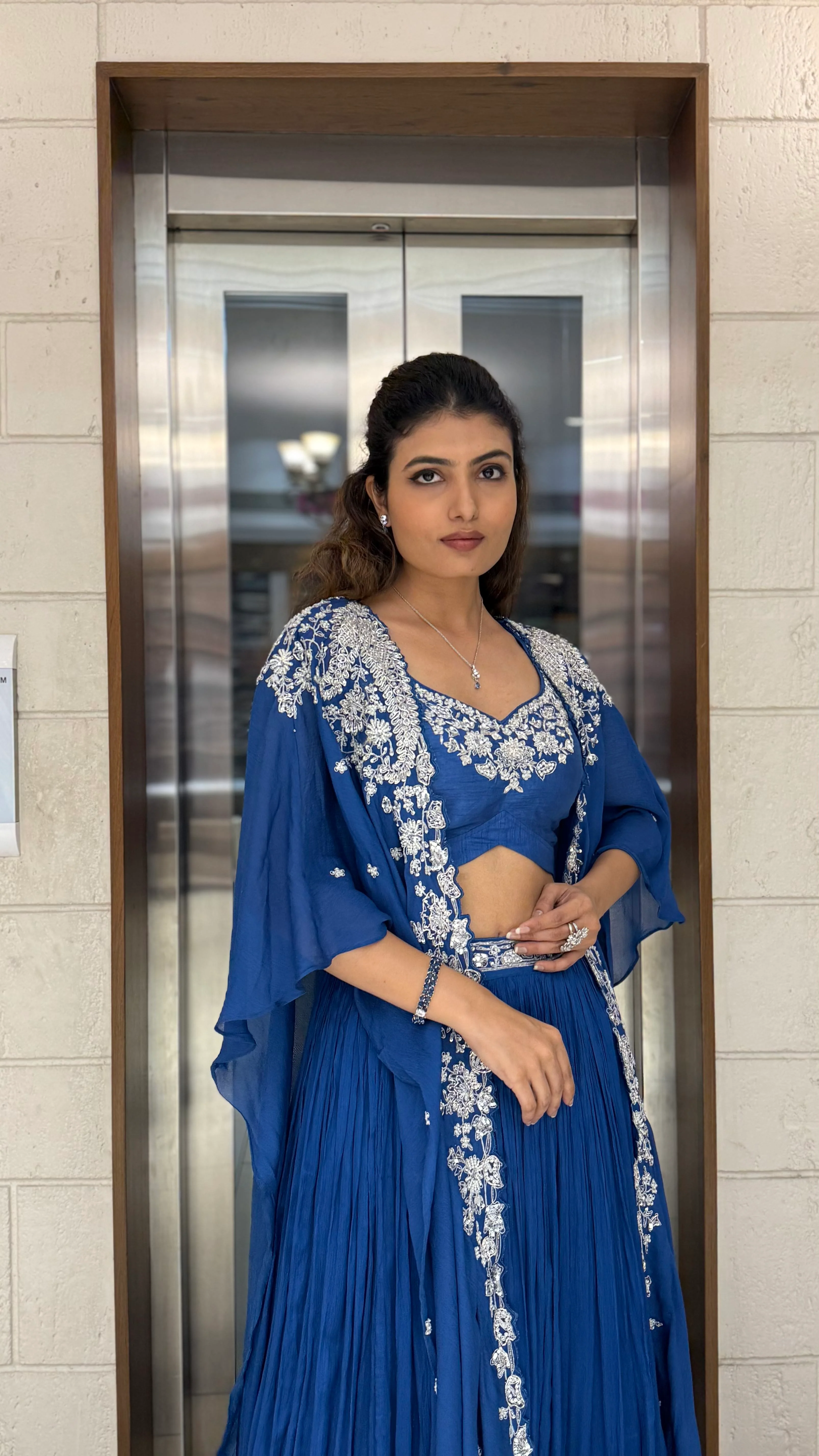 Royal Blue Indo-Western Cape Set – Sapphire Elegance Edition - Image 7