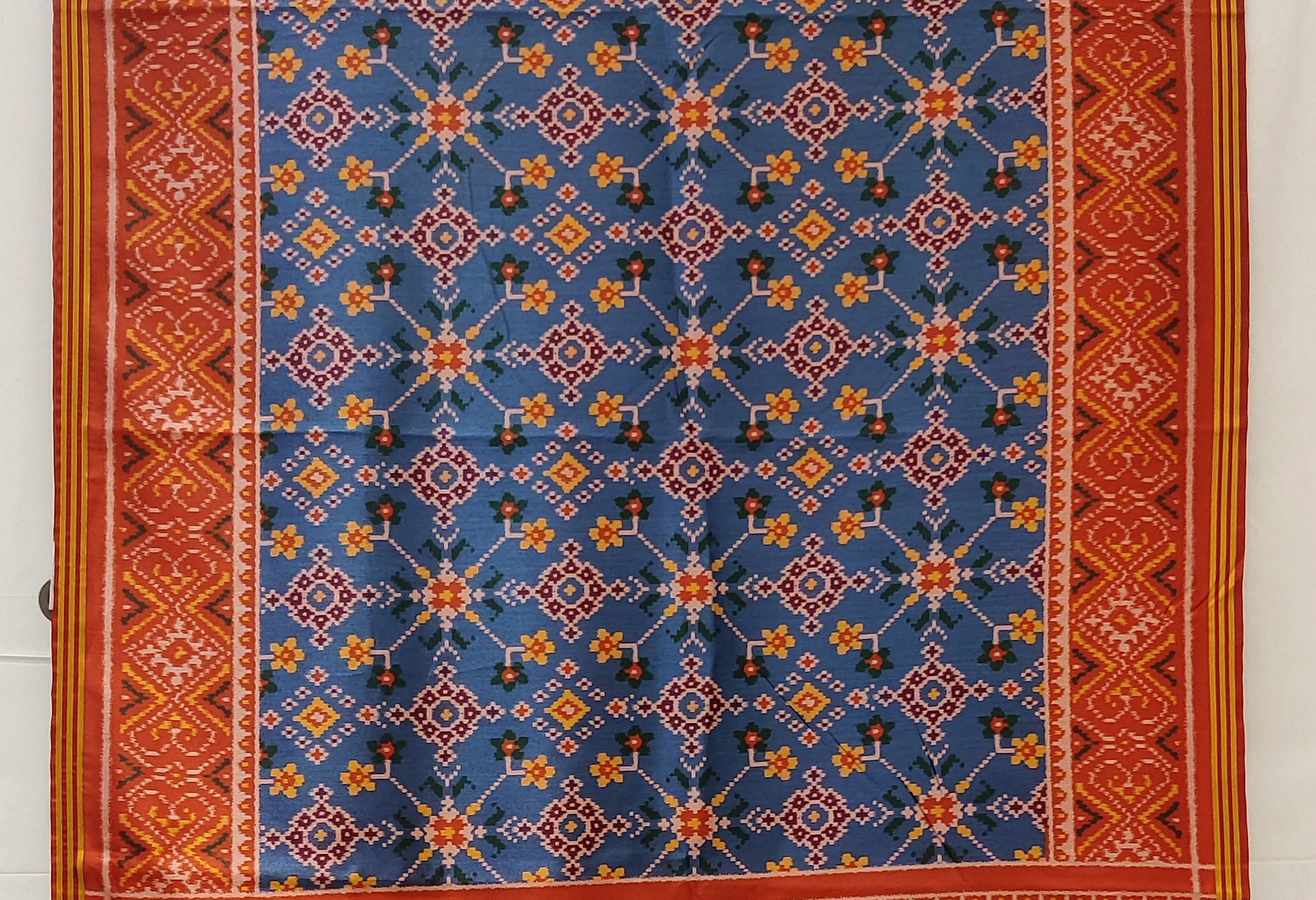Royal Blue Patola Inspired Silk Blend Saree with Traditional Gujarati Motifs P167 - Image 2