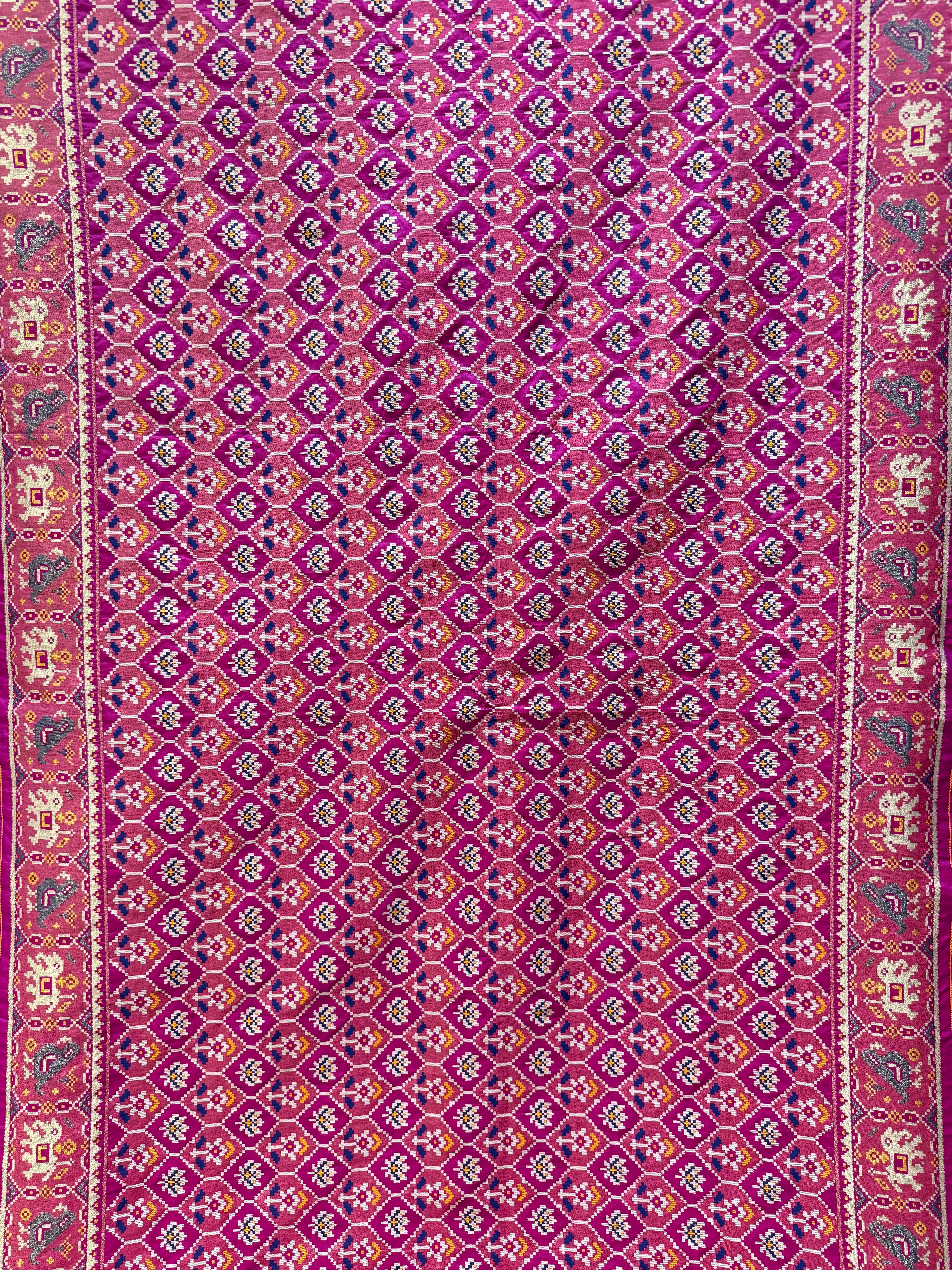 Royal Navratna Bhat with Popat Patola Saree – Chowkdi Layout Inspired Double Ikat Weaving - Image 5