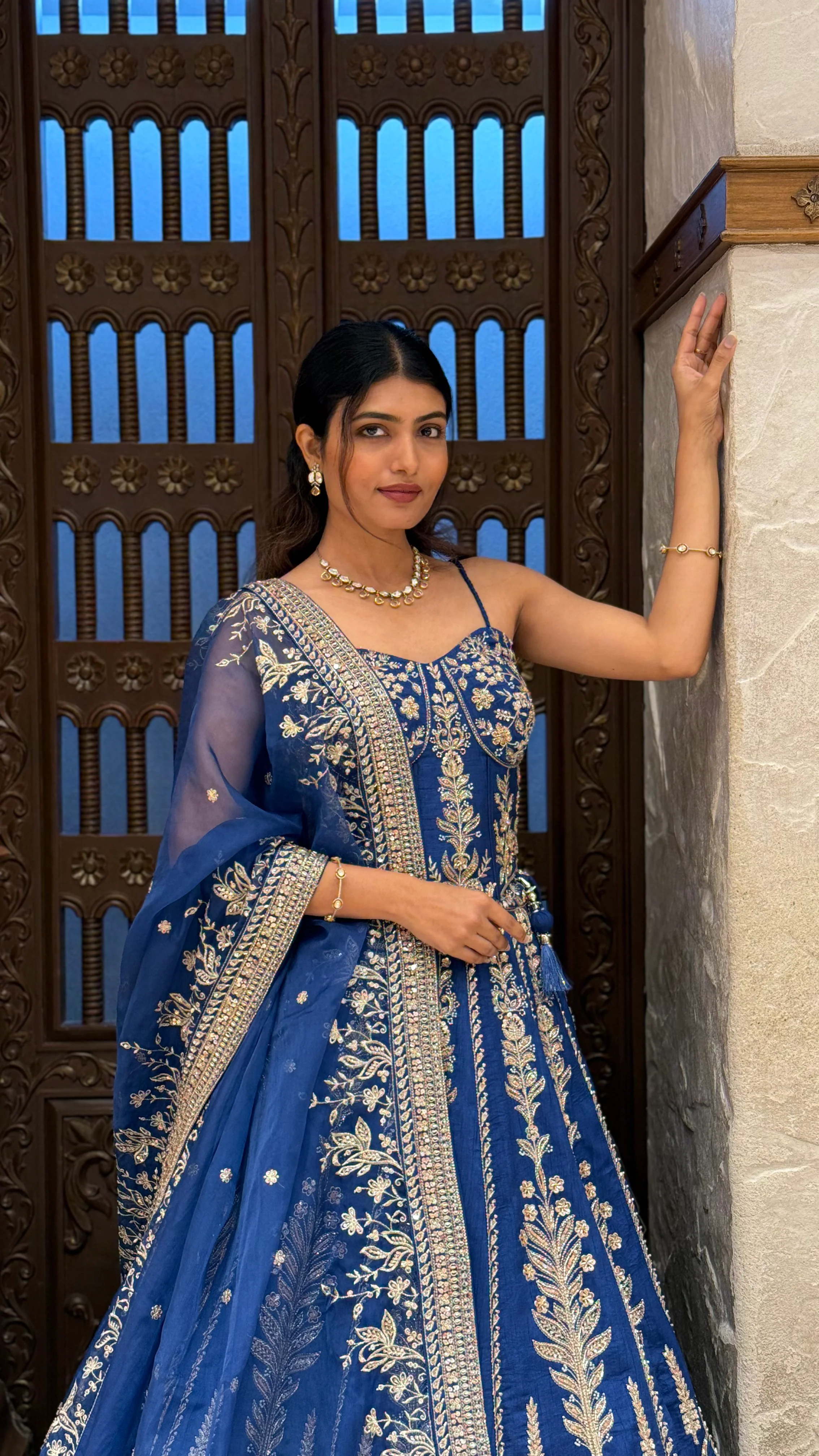 Royal Navy Blue Designer Lehenga Choli with Embroidered Dupatta - Image 7