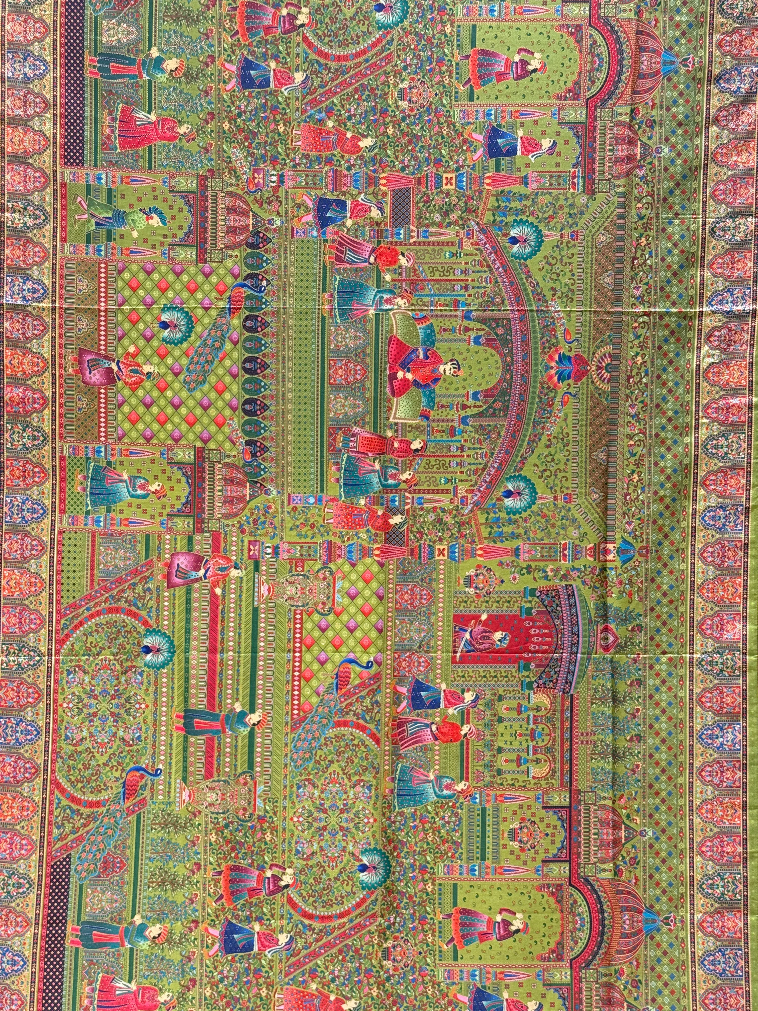 Royal Darbar Scene Patola Inspired Silk Saree with Traditional Heritage Weaving - Image 13
