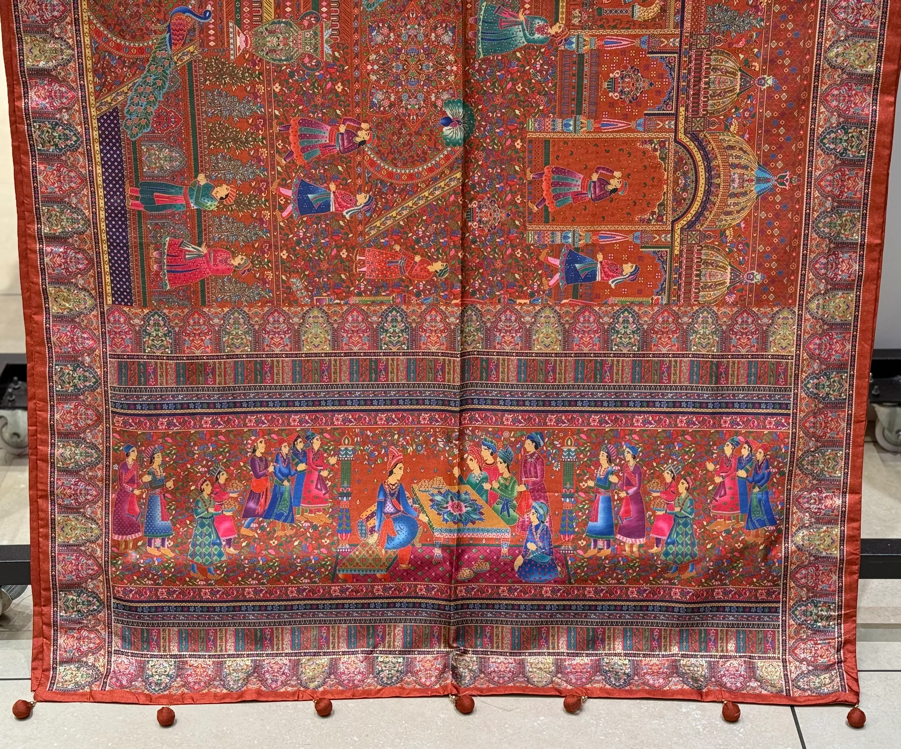 Royal Darbar Scene Patola Inspired Silk Saree with Traditional Heritage Weaving - Image 16