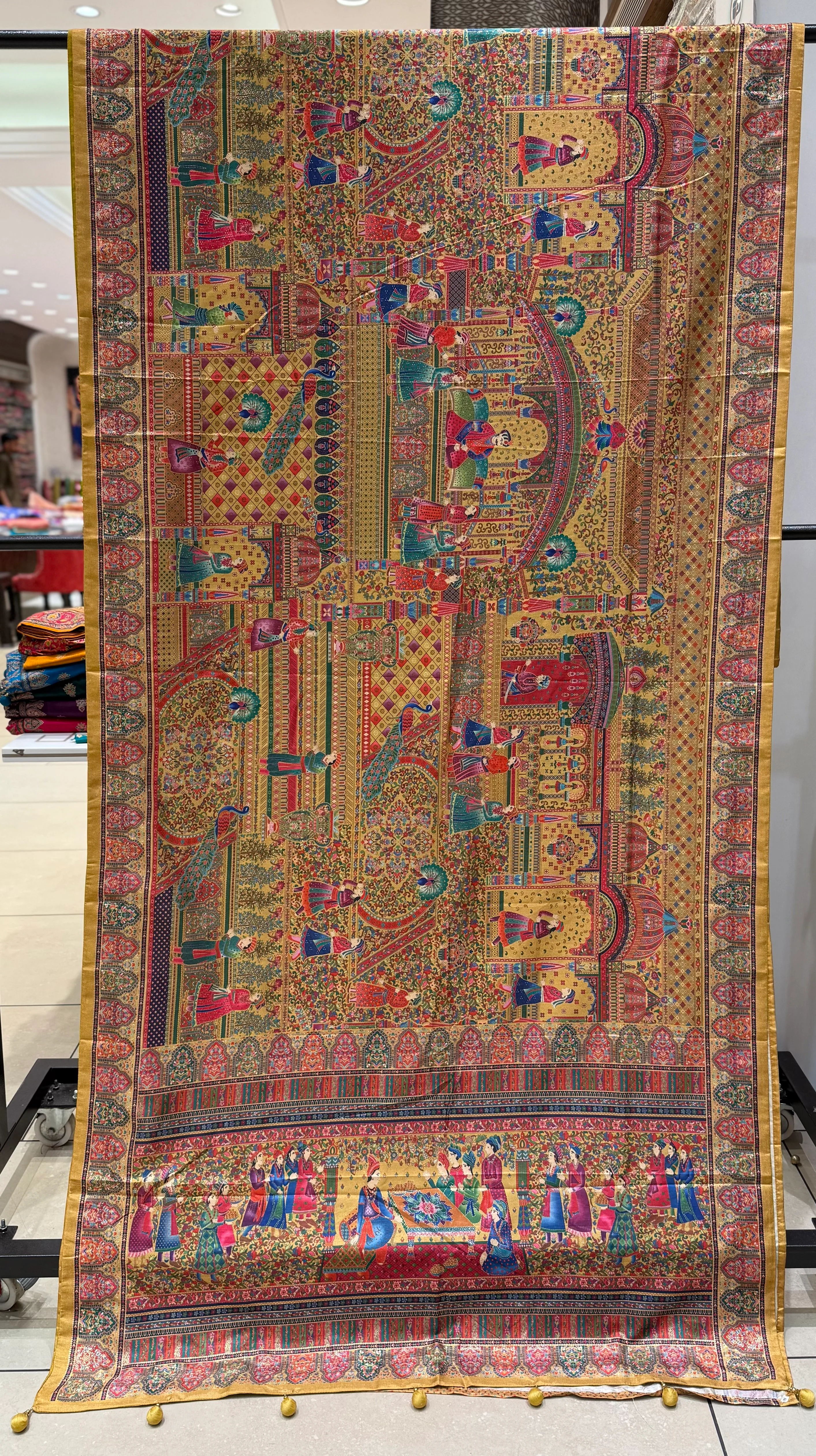Royal Darbar Scene Patola Inspired Silk Saree with Traditional Heritage Weaving - Image 19