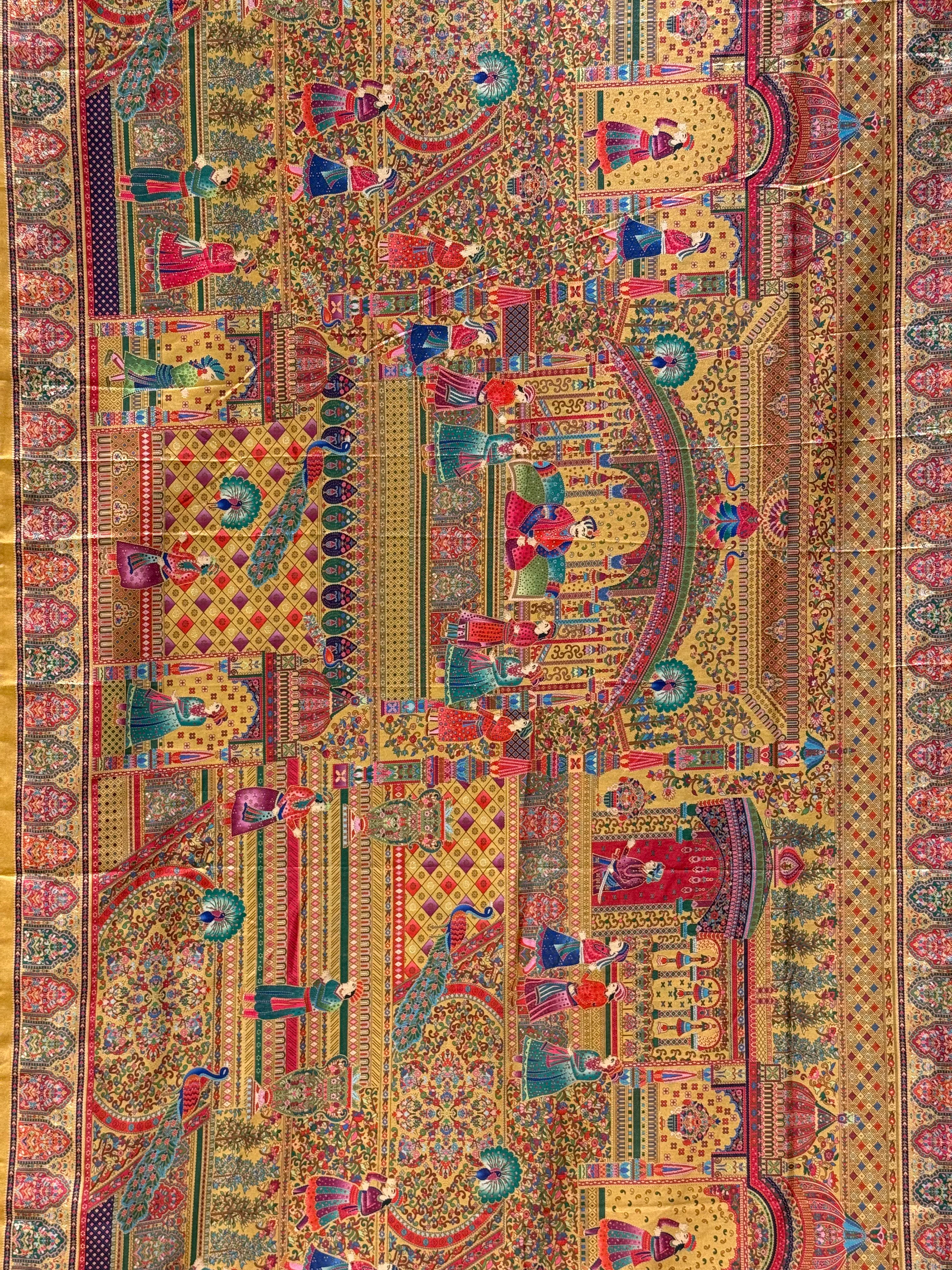 Royal Darbar Scene Patola Inspired Silk Saree with Traditional Heritage Weaving - Image 21