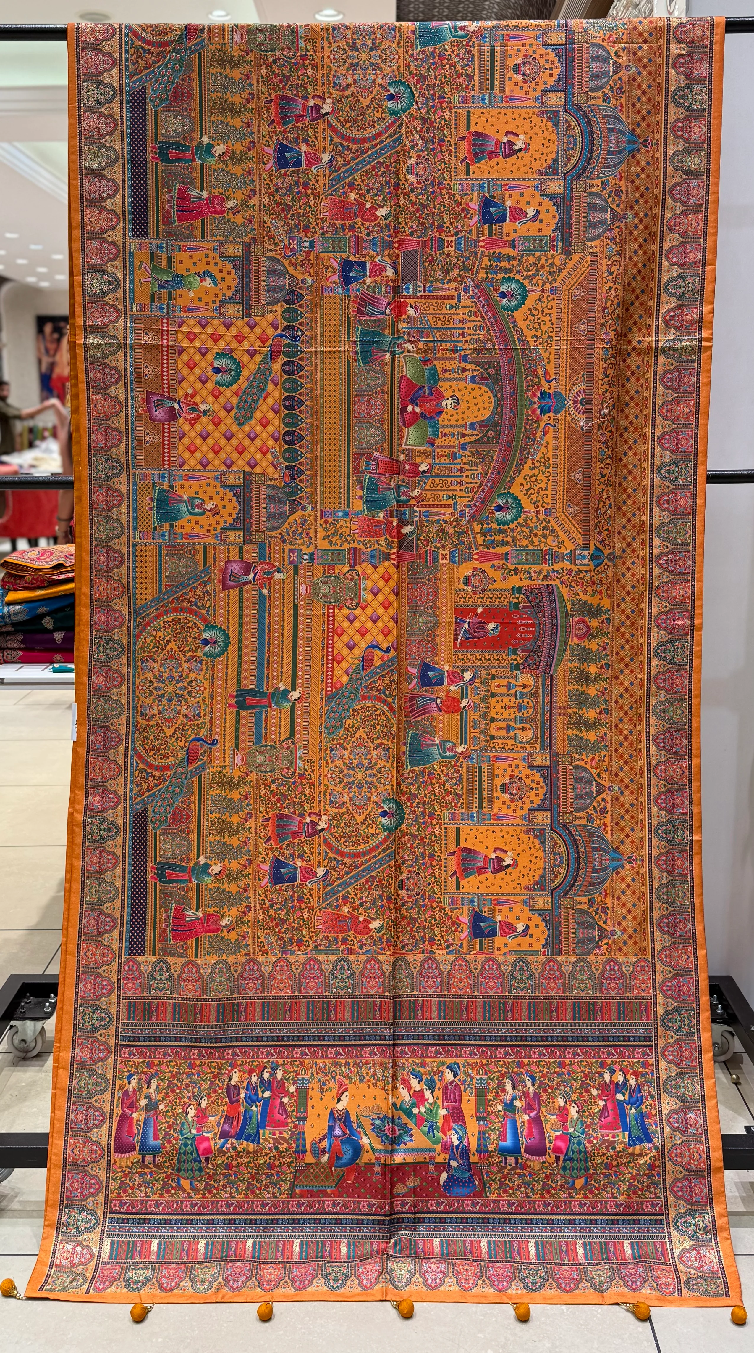 Royal Darbar Scene Patola Inspired Silk Saree with Traditional Heritage Weaving - Image 23