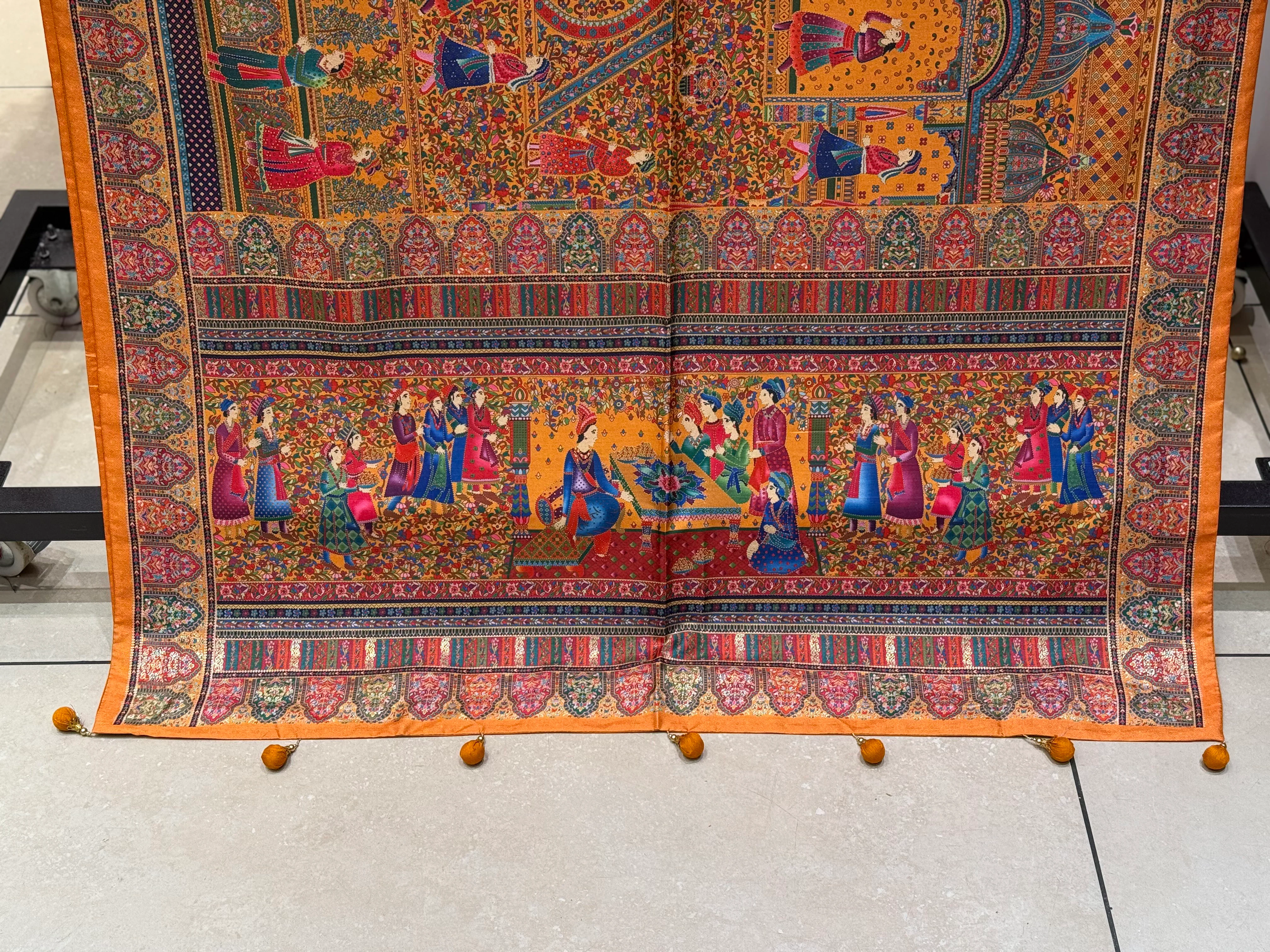 Royal Darbar Scene Patola Inspired Silk Saree with Traditional Heritage Weaving - Image 24