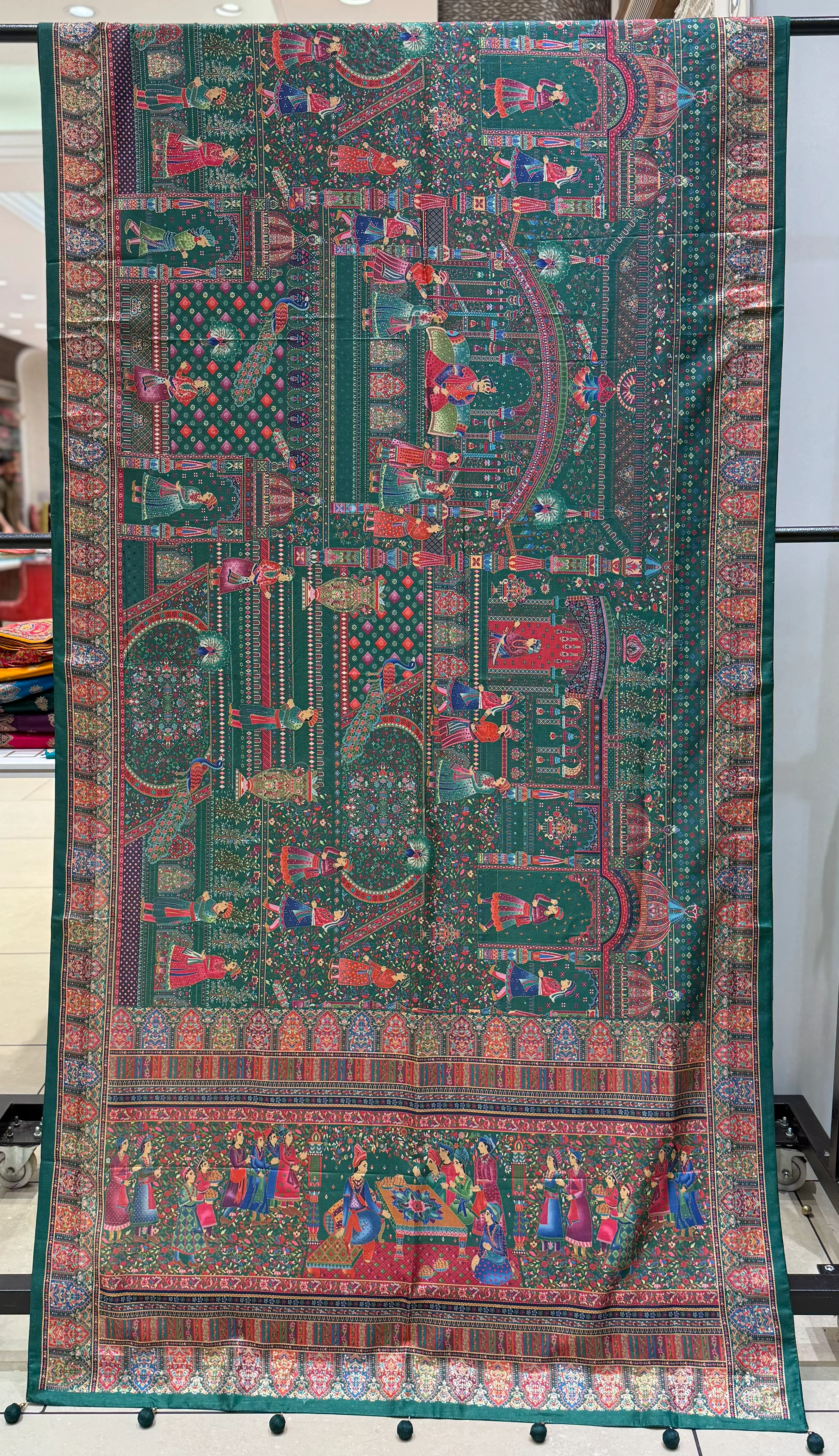Royal Darbar Scene Patola Inspired Silk Saree with Traditional Heritage Weaving - Image 27